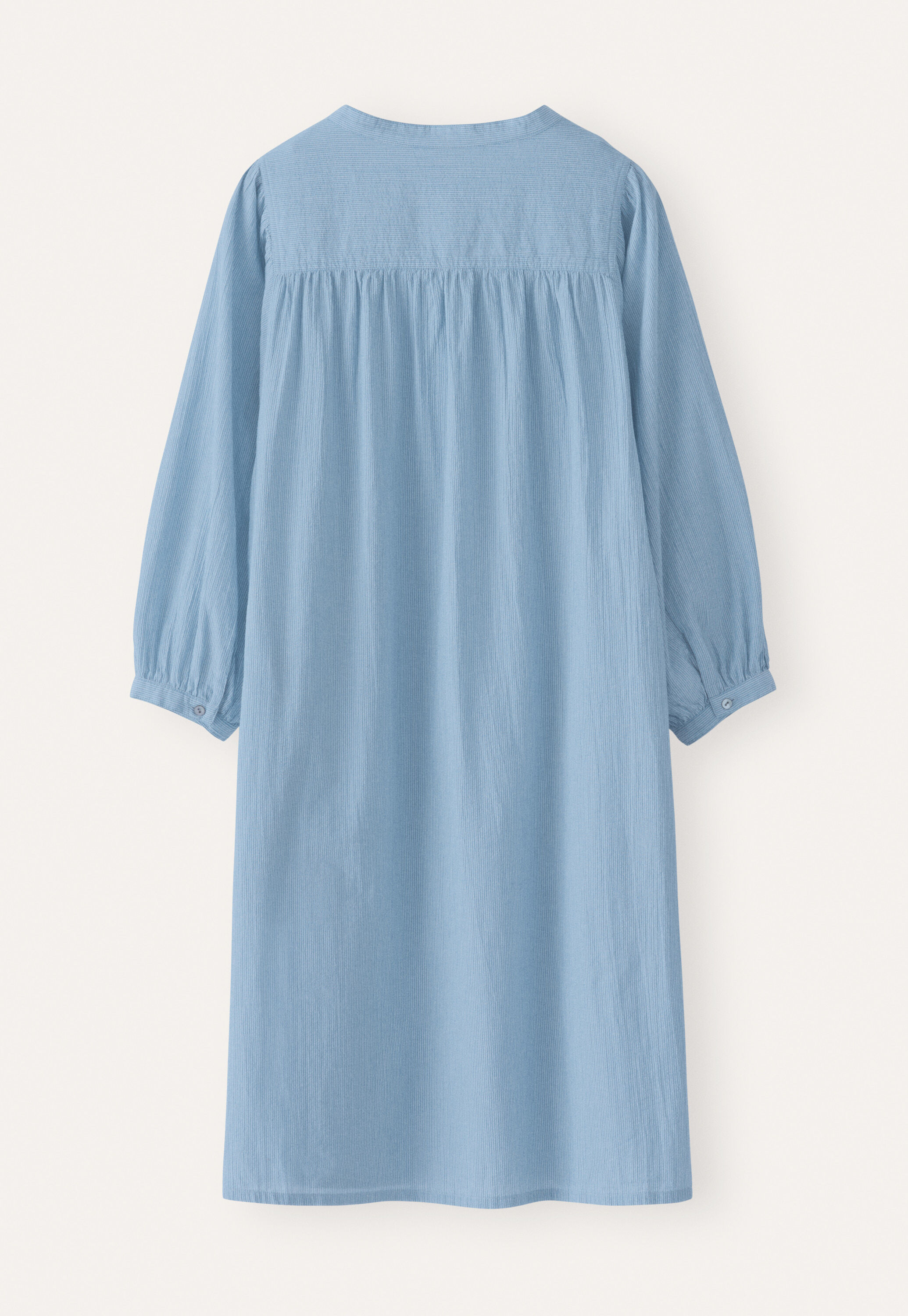 Fine-striped button-through dress