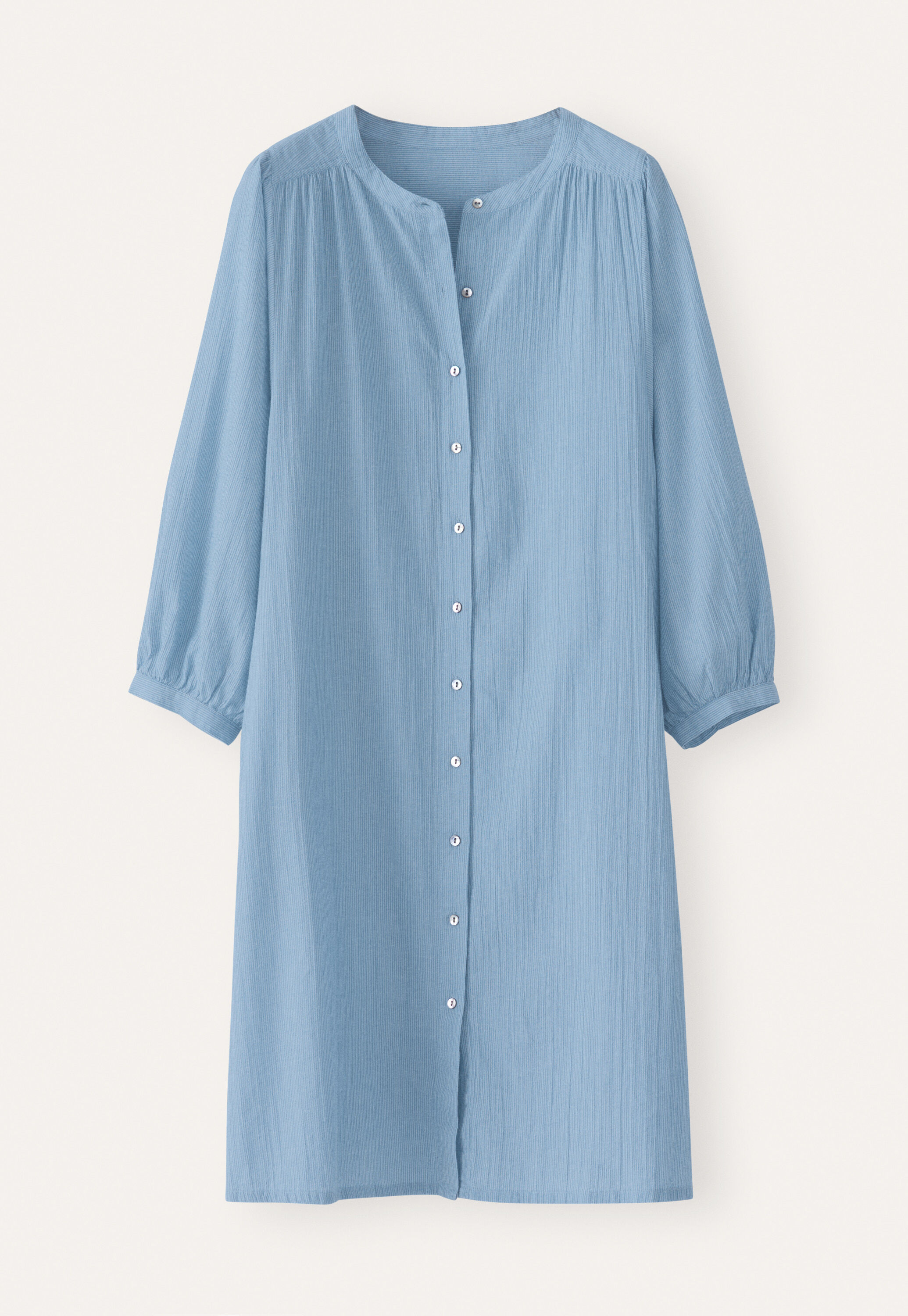 Fine-striped button-through dress