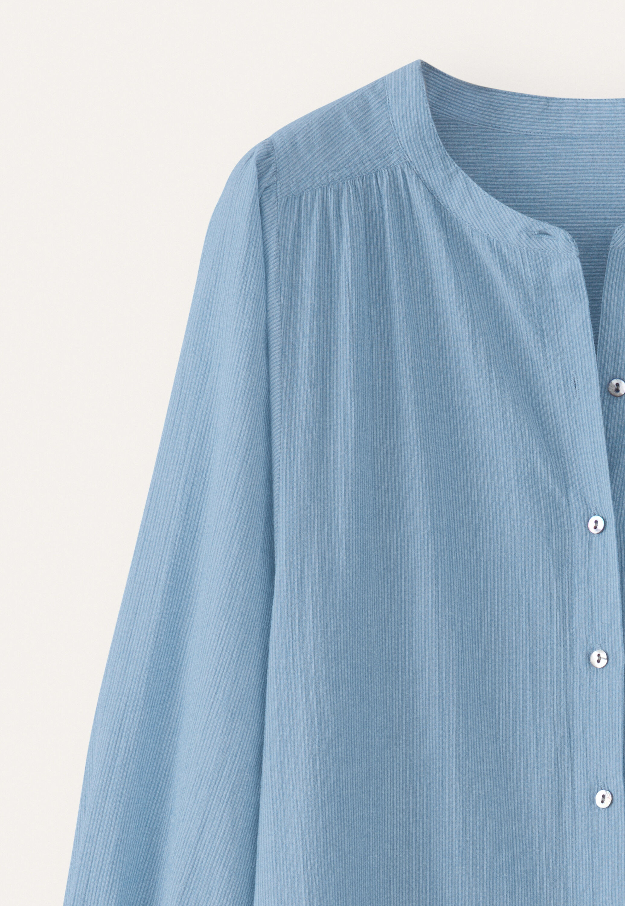 Fine-striped button-through dress