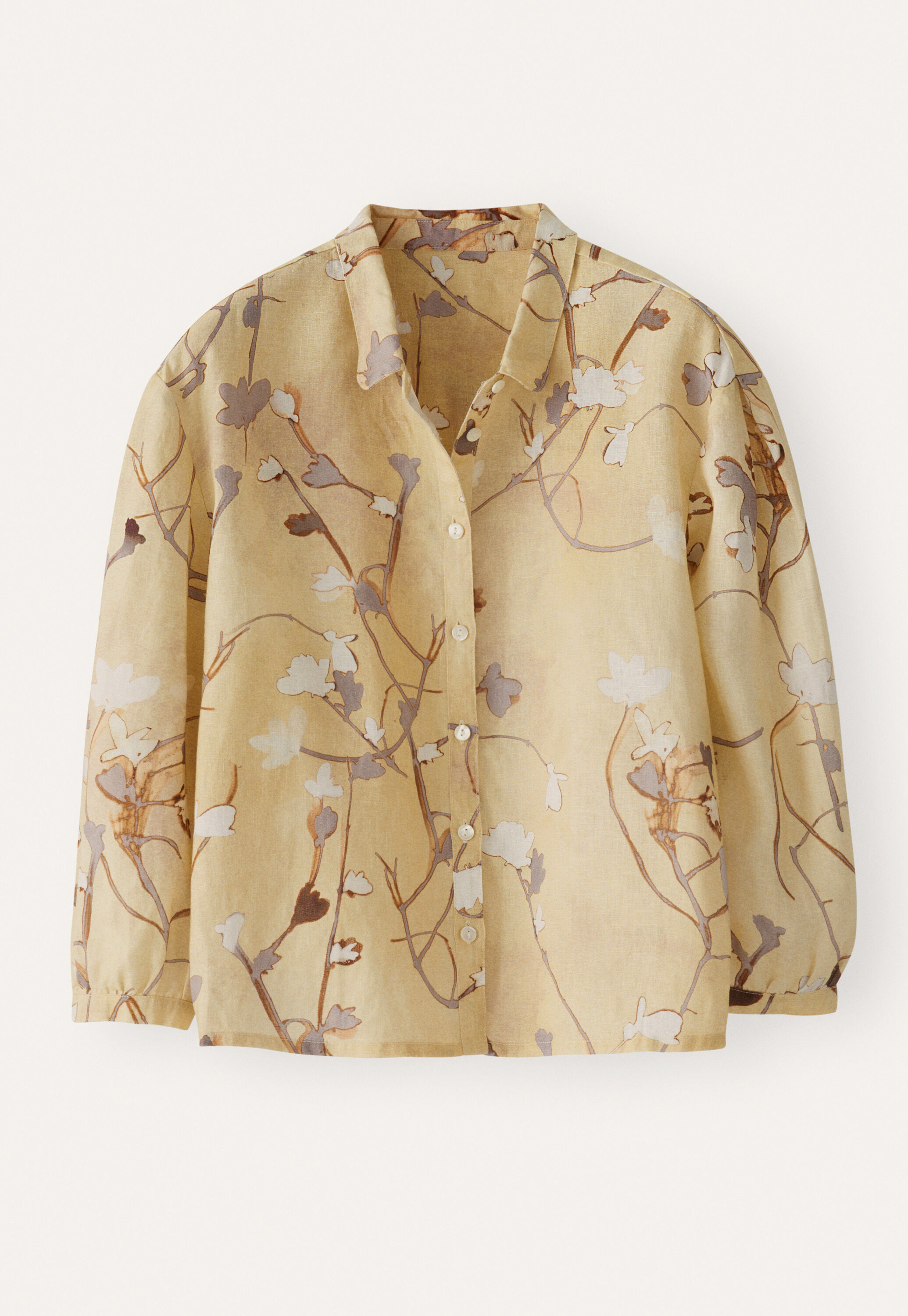 Printed pleat-sleeve shirt