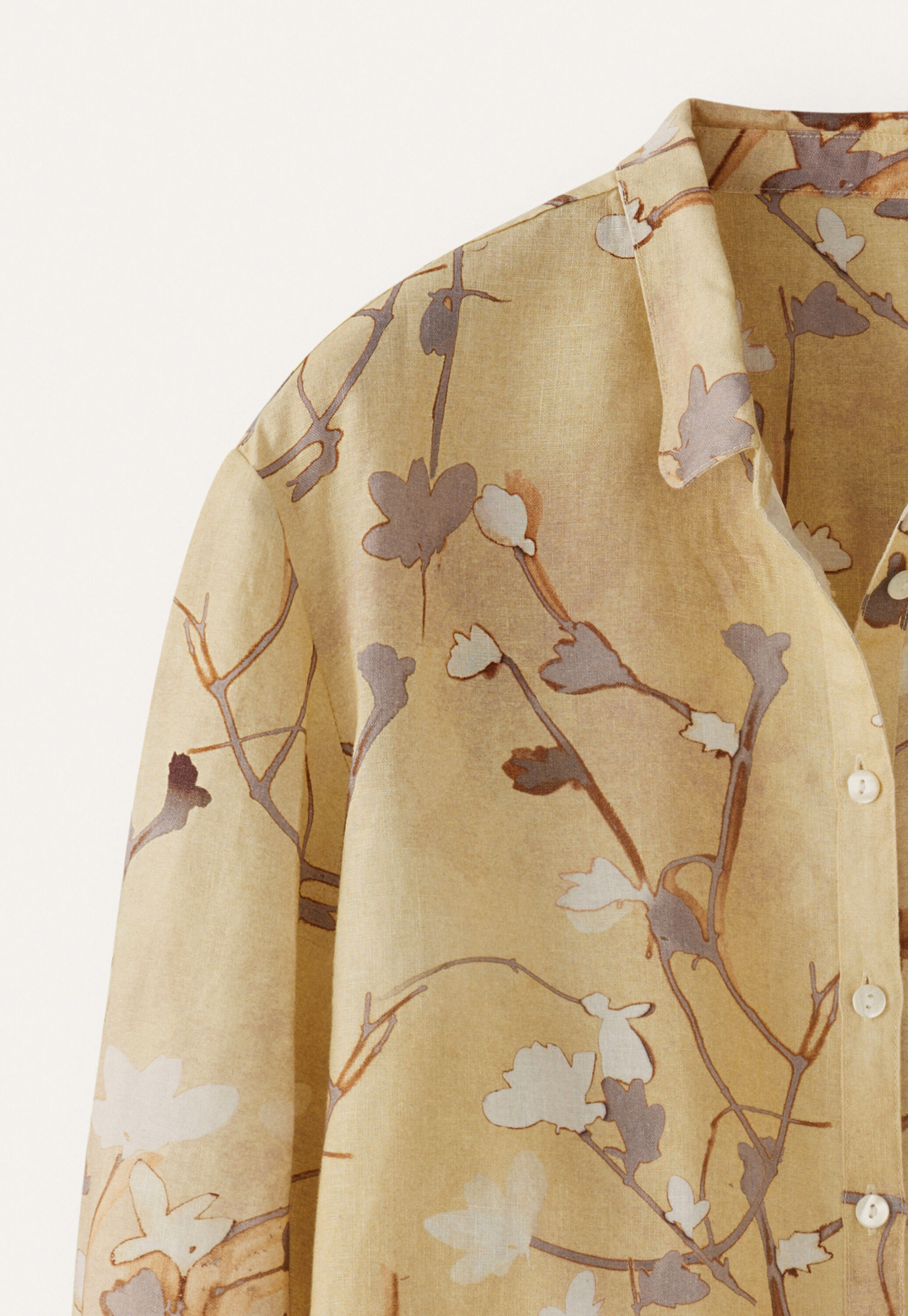 Printed pleat-sleeve shirt