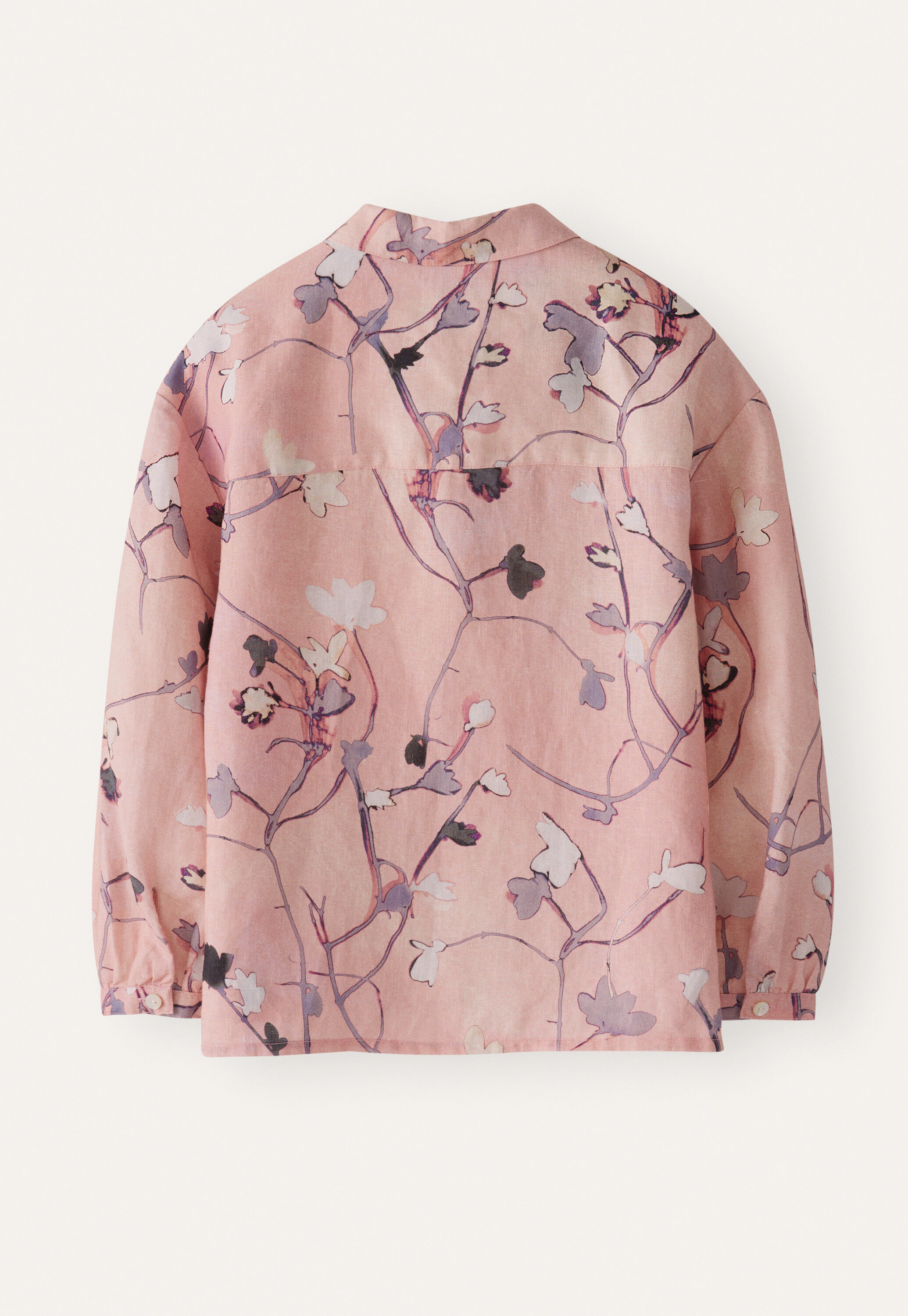 Printed pleat-sleeve shirt
