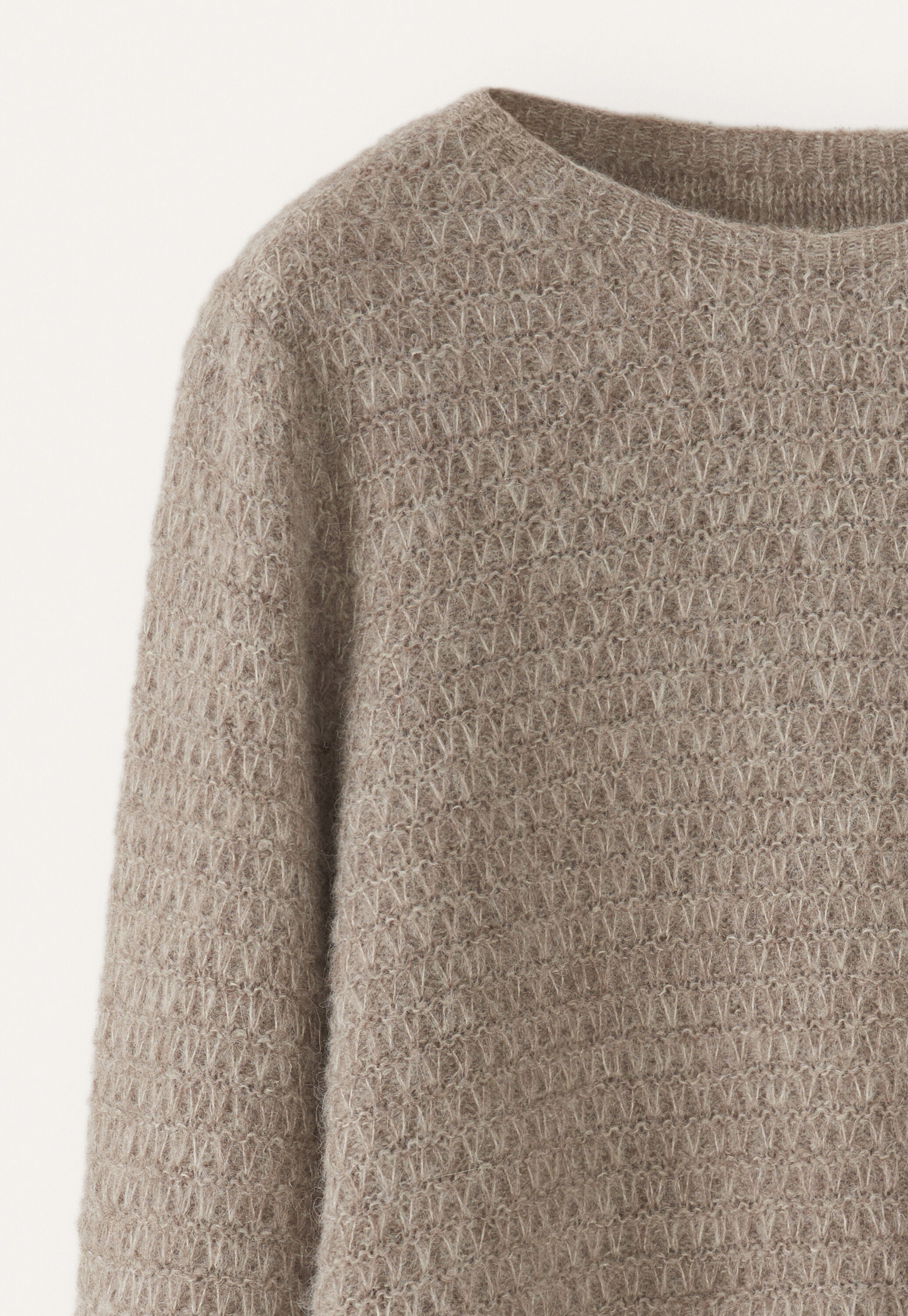 Tuck-stitch sweater, Brown taupe, large