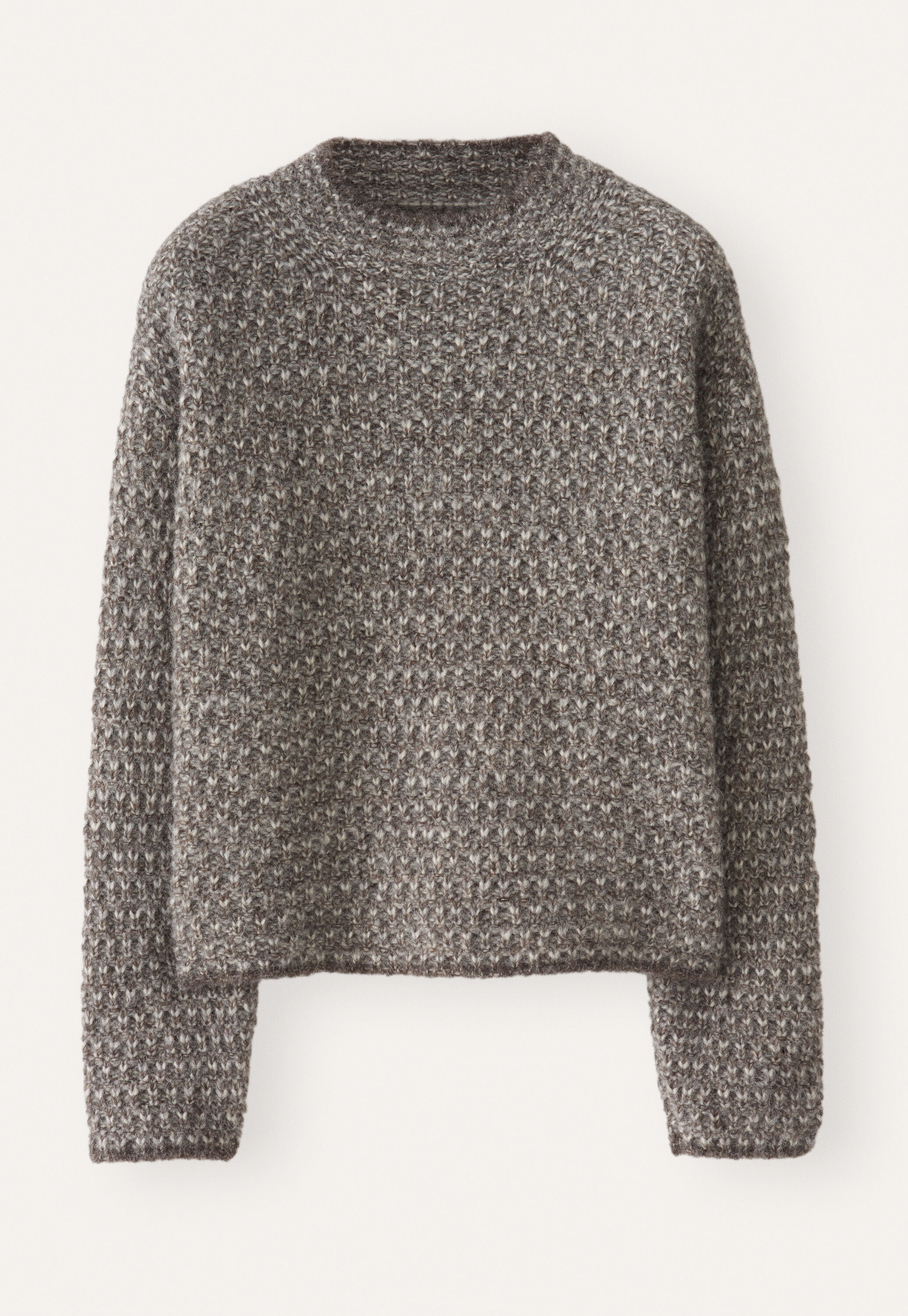 Stitch-detail sweater, Grey brown, large