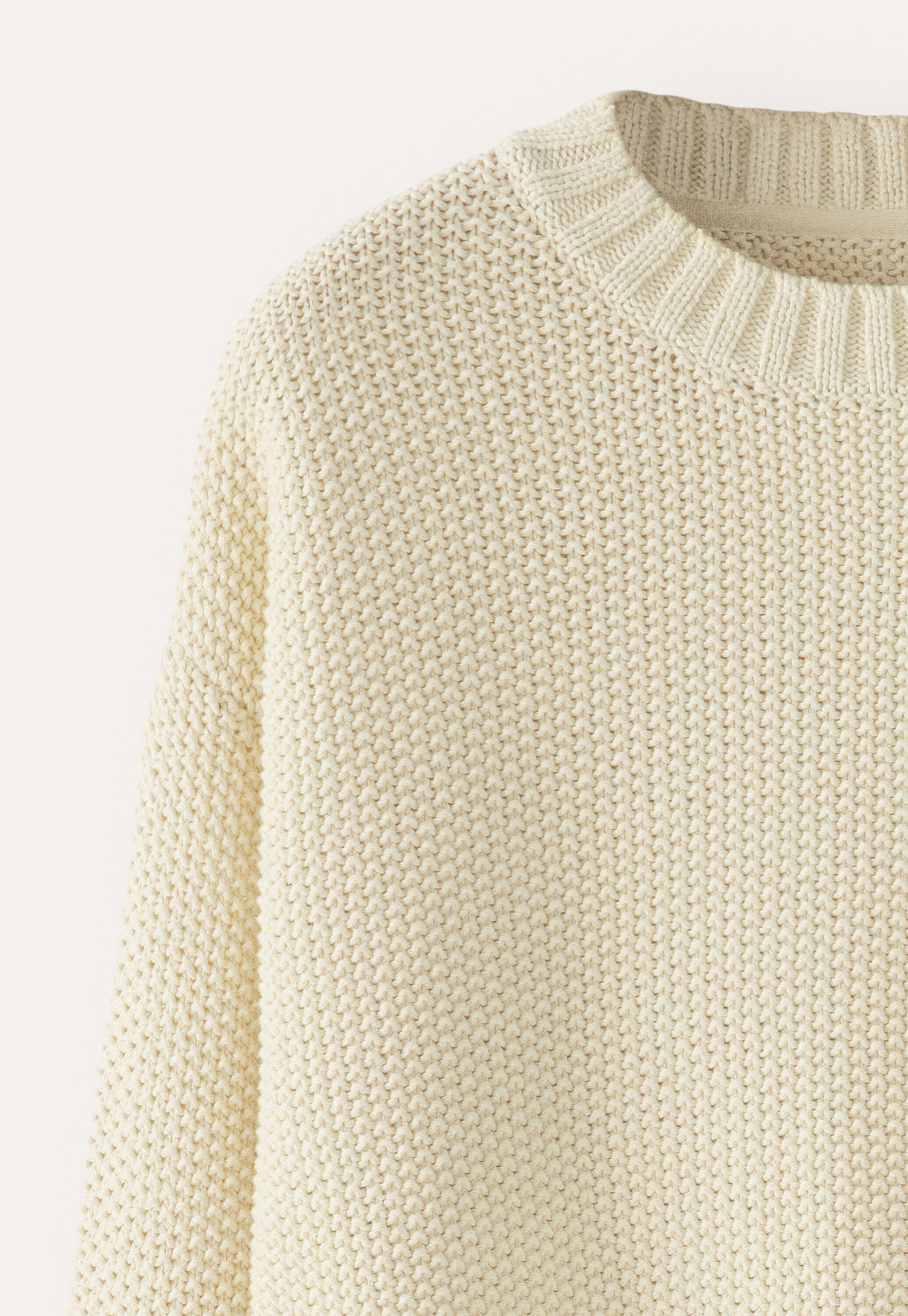 Moss-stitch sweater, Parchment, large