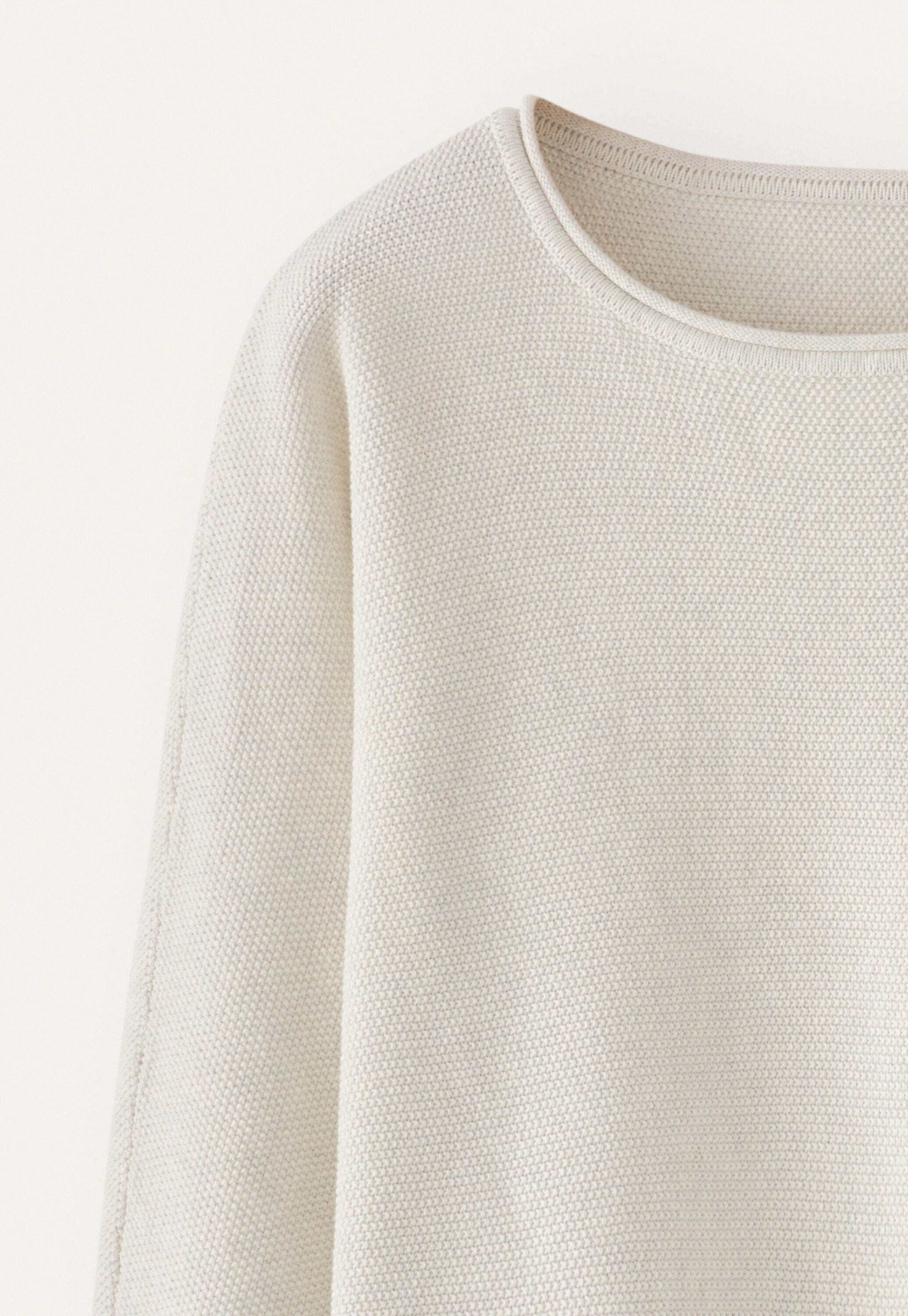 Moss-stitch sweater, Grey cream, large