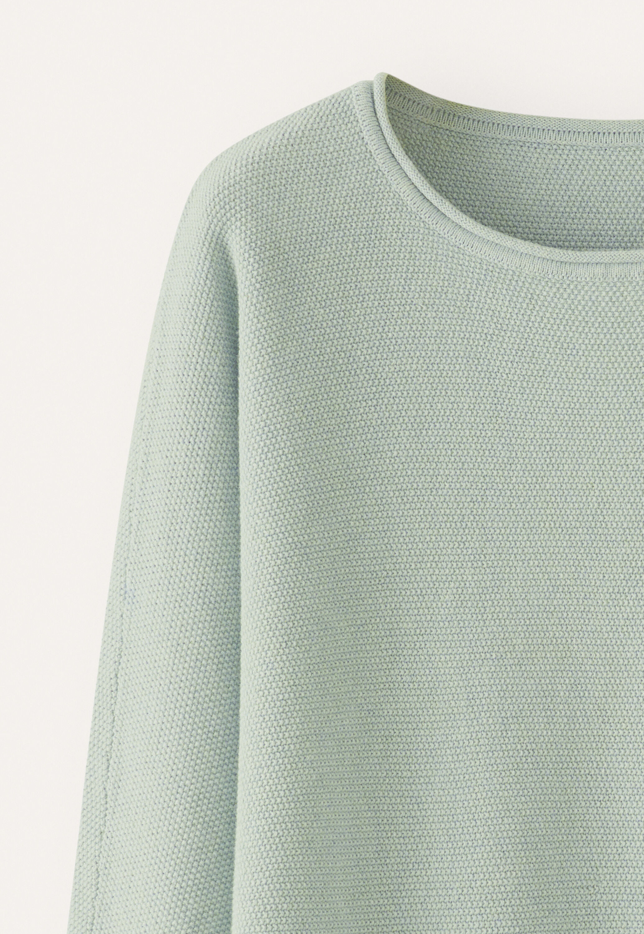 Moss-stitch sweater, Washed aqua, large