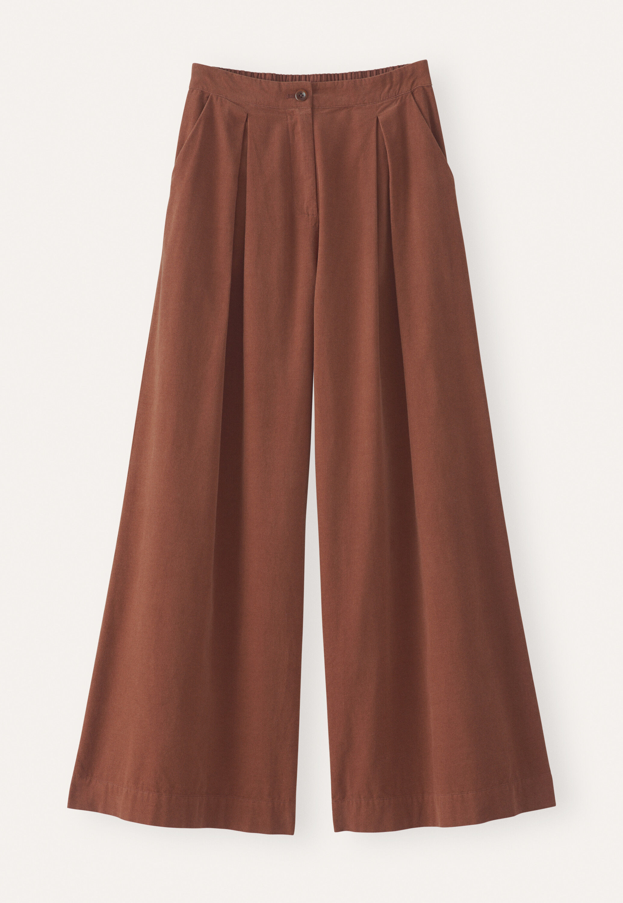Fine cord wide-leg trousers, Dark blush, large