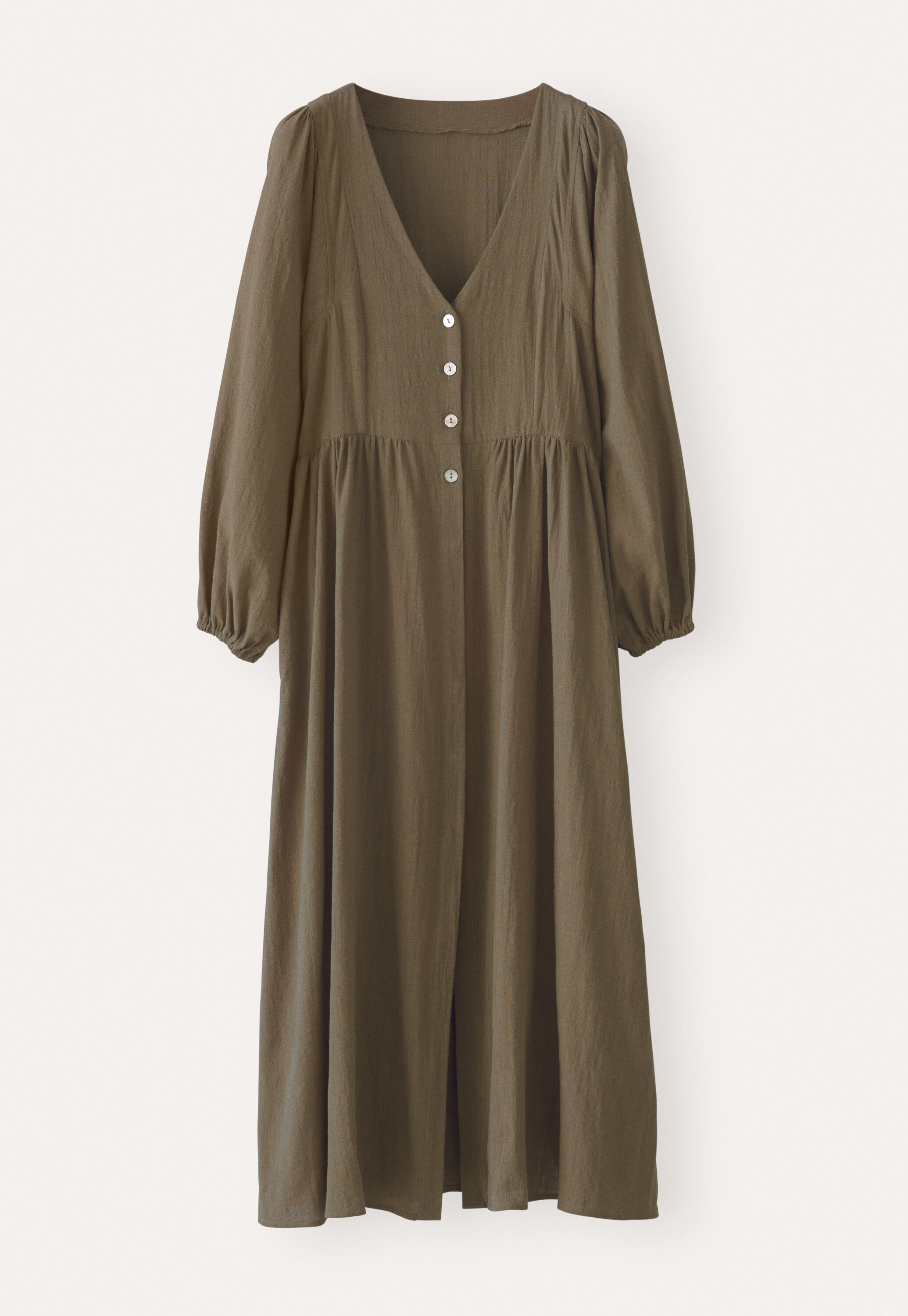 Gathered sleeve dress, Khaki, large