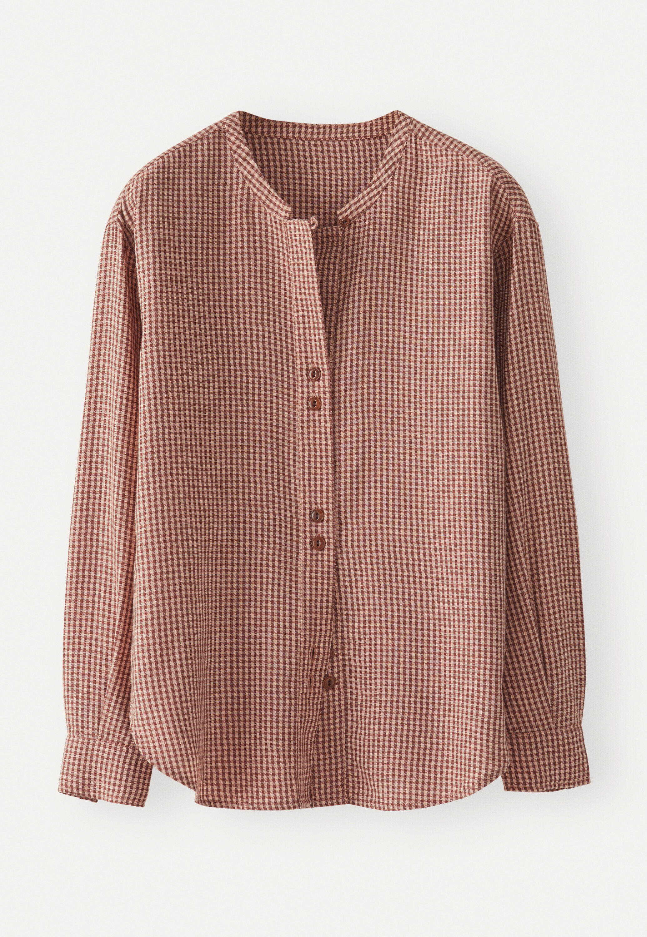 Gingham blouse, Maroon cherry, large