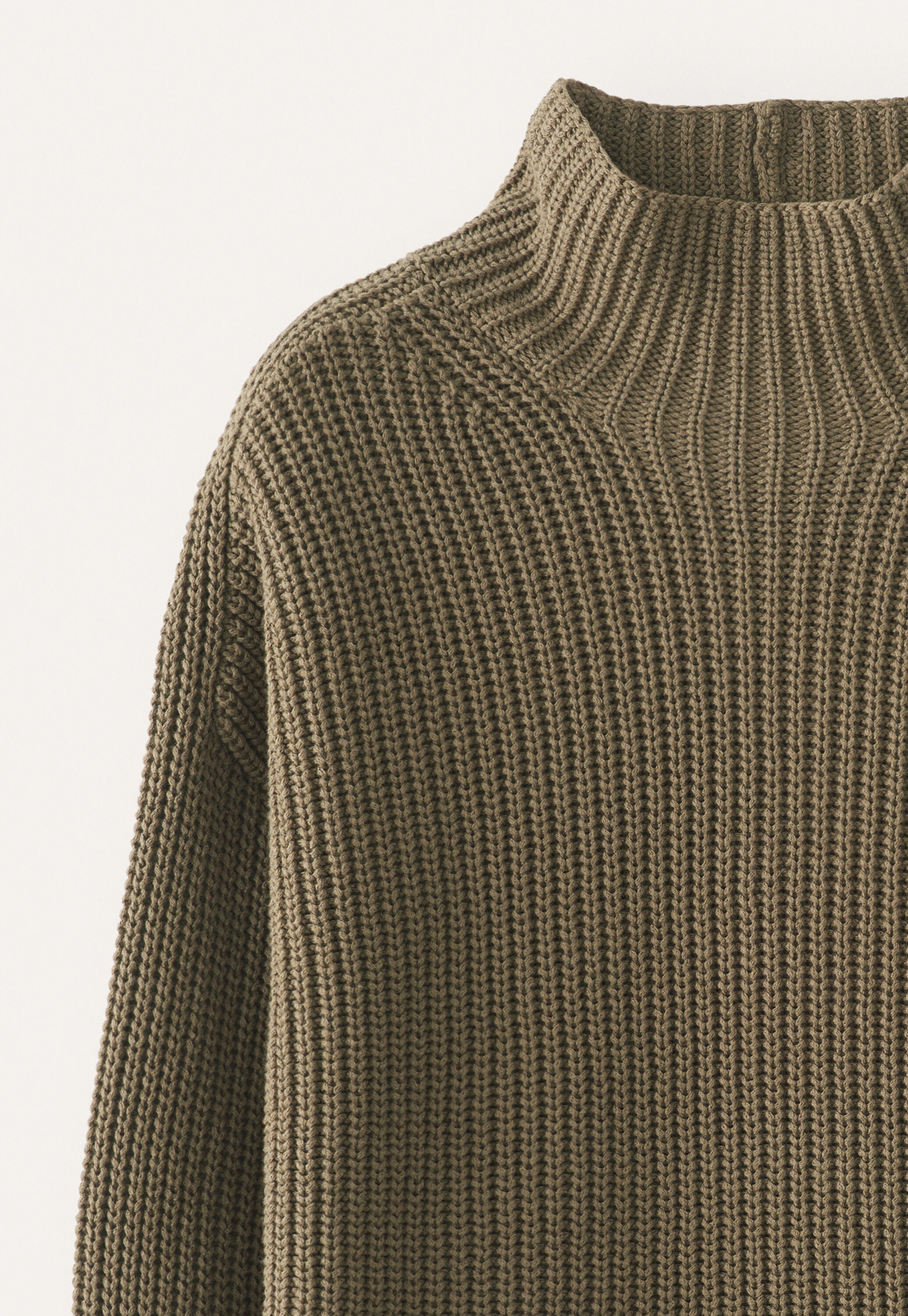 Funnel-neck sweater, Khaki, large