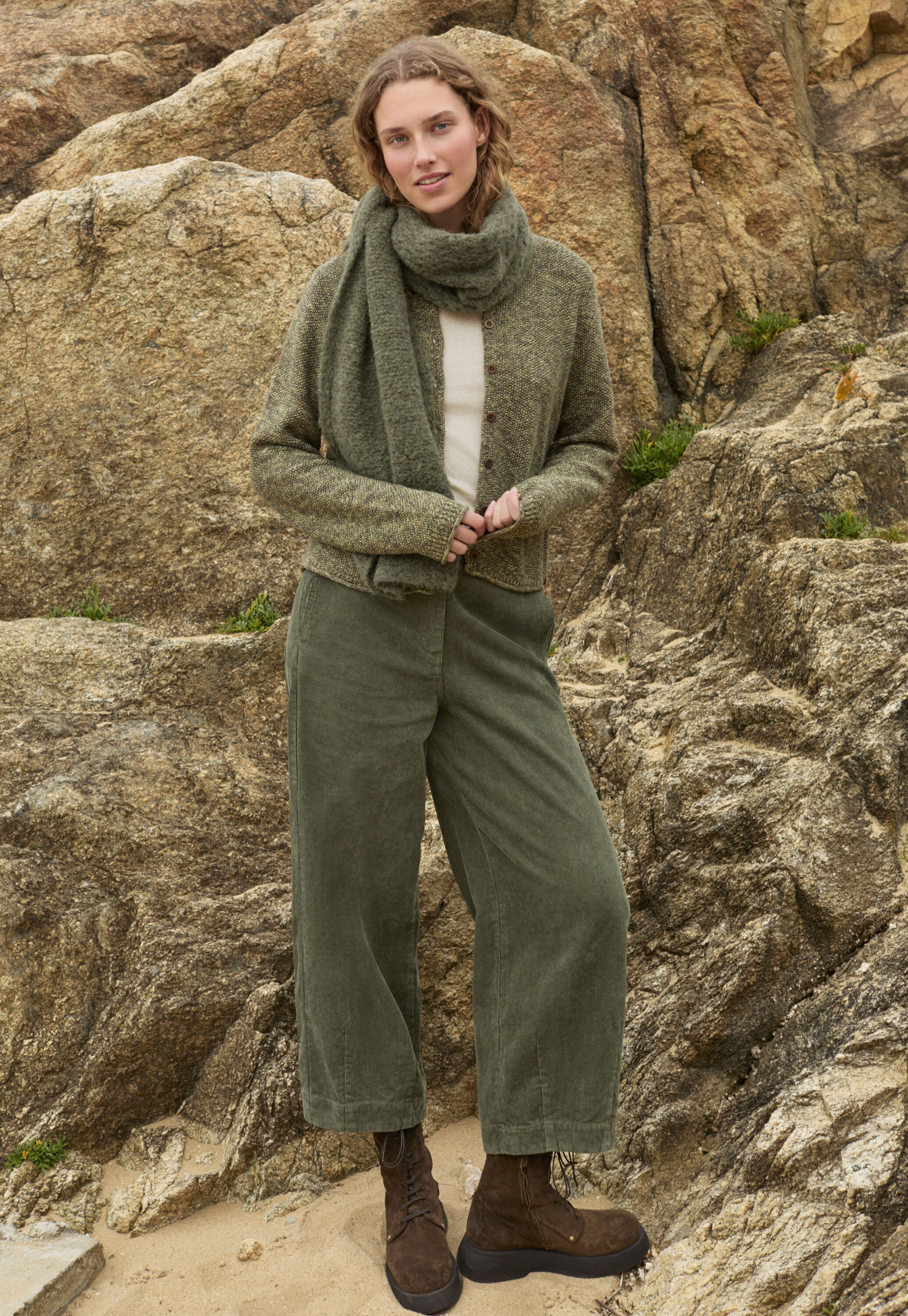 Moss-stitch cardigan