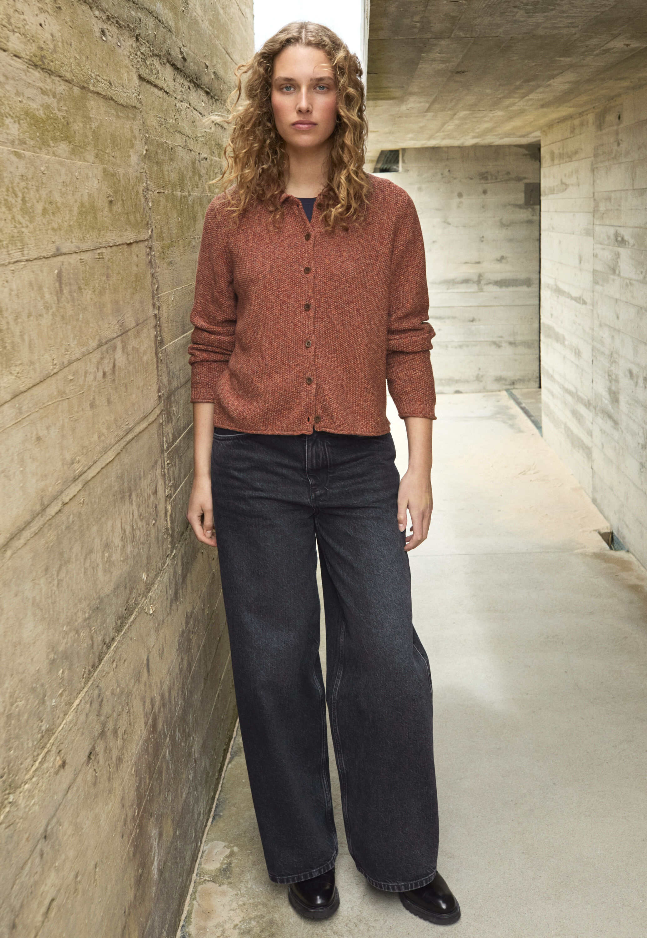 Moss-stitch cardigan