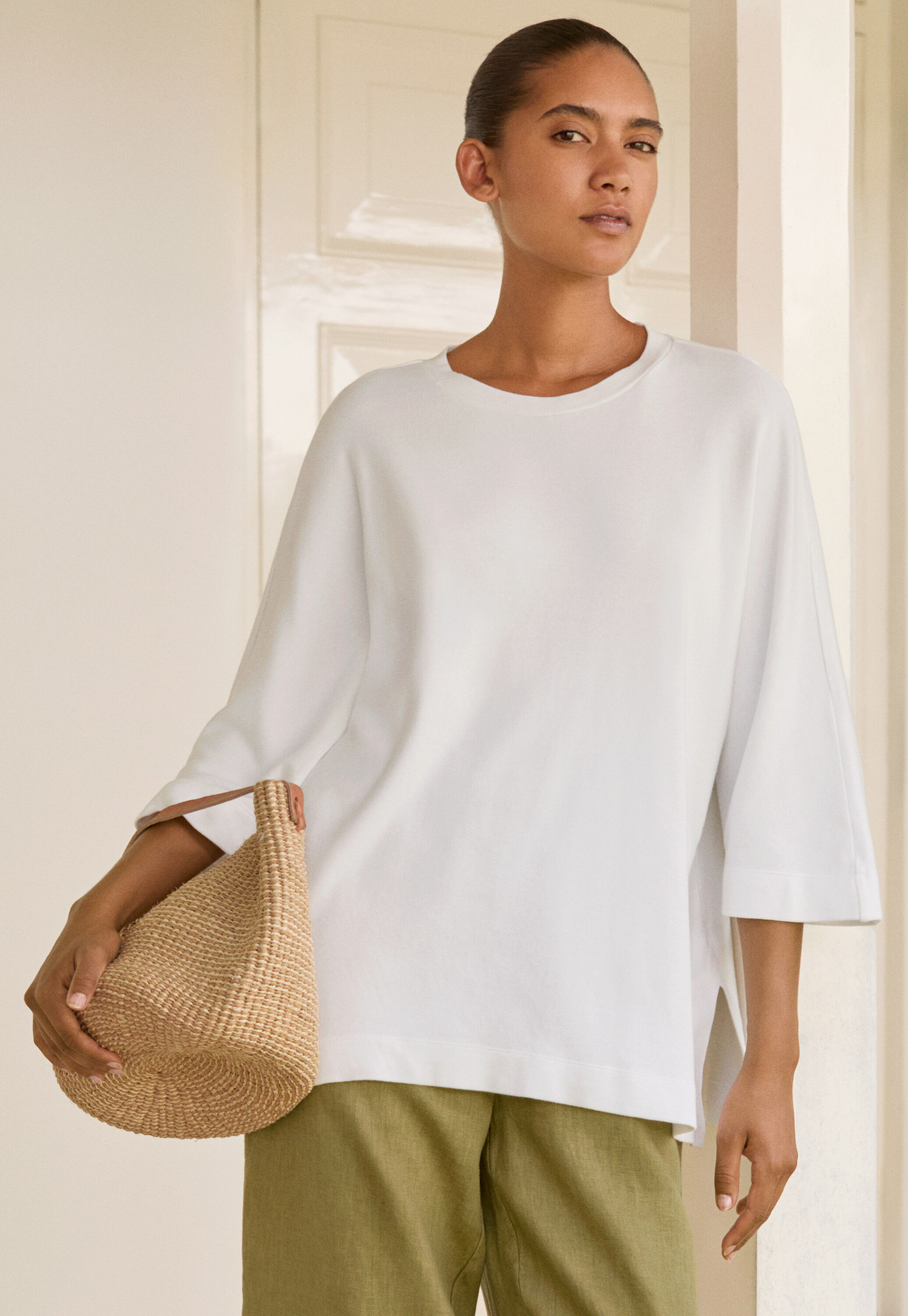 Dolman-sleeve top, White, large