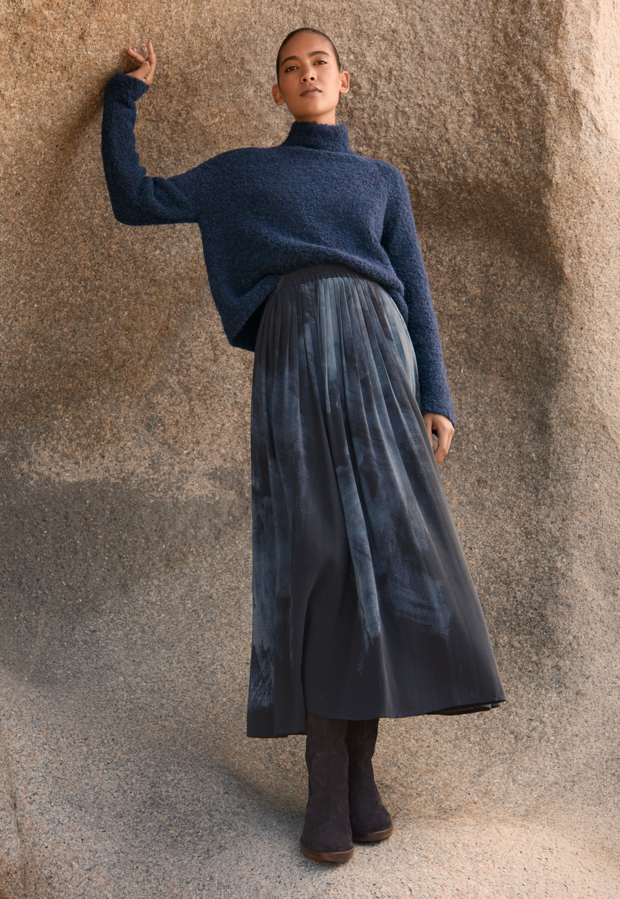 Printed pleated skirt
