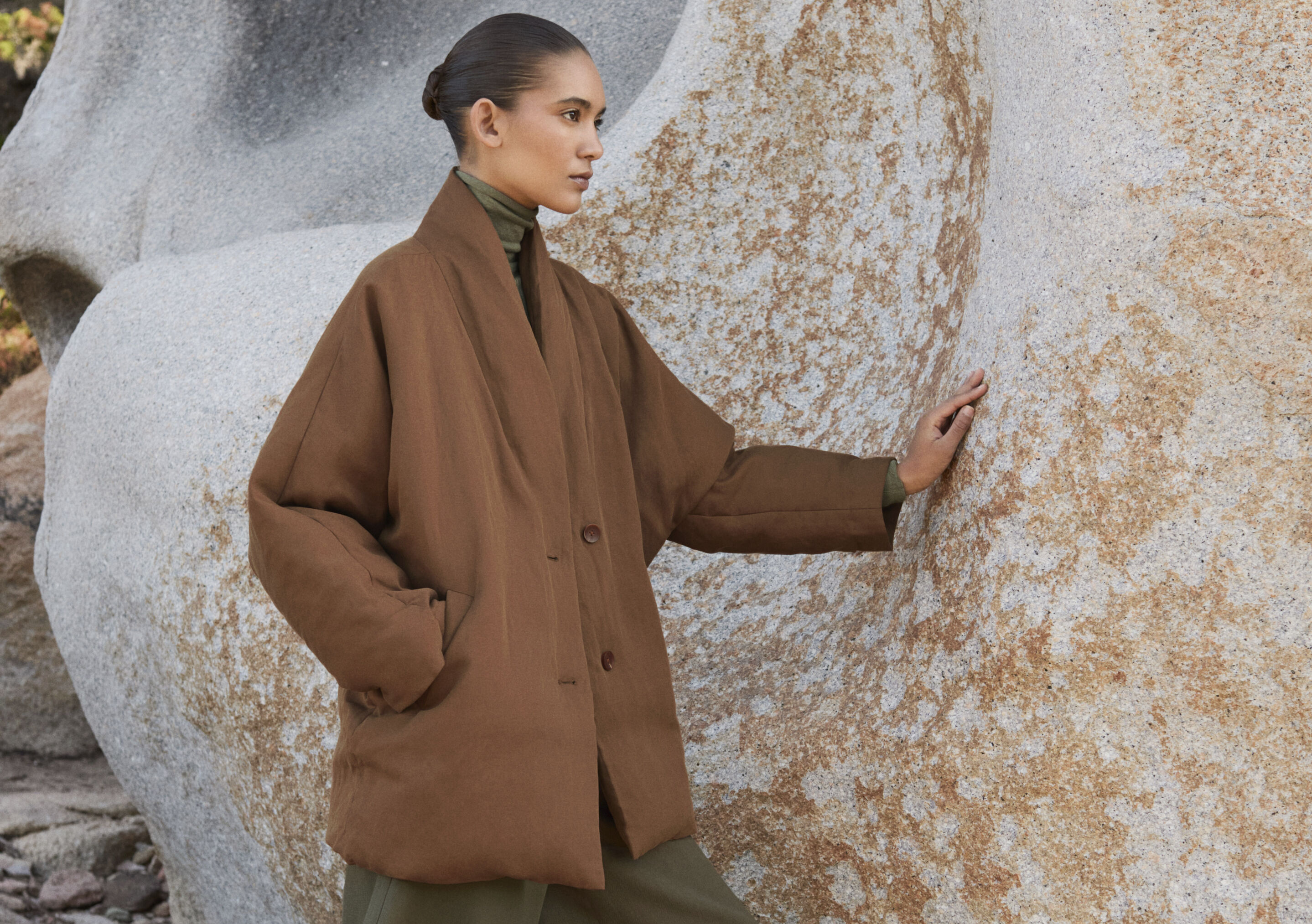 Shawl collar padded coat