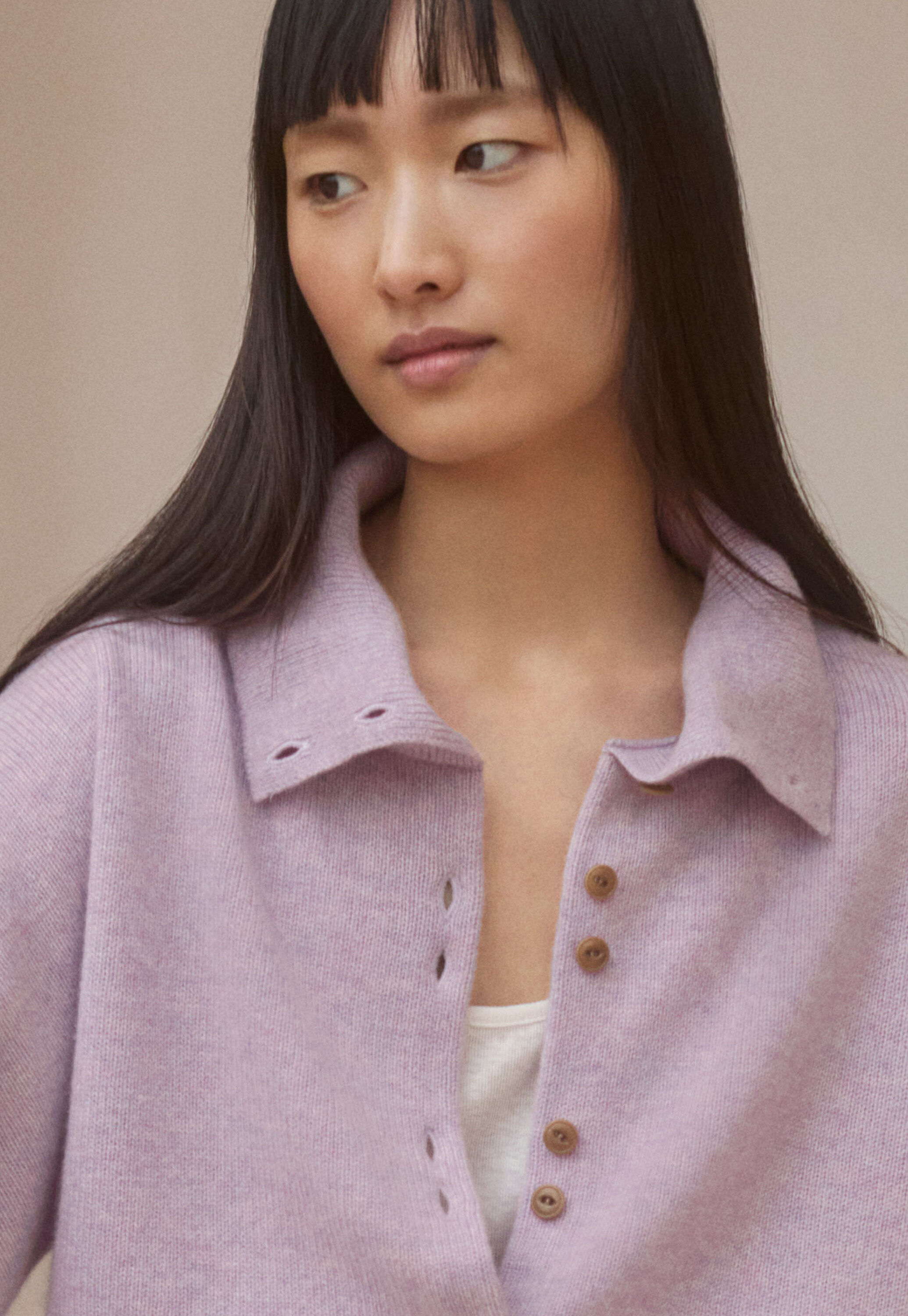 Funnel-neck cardigan