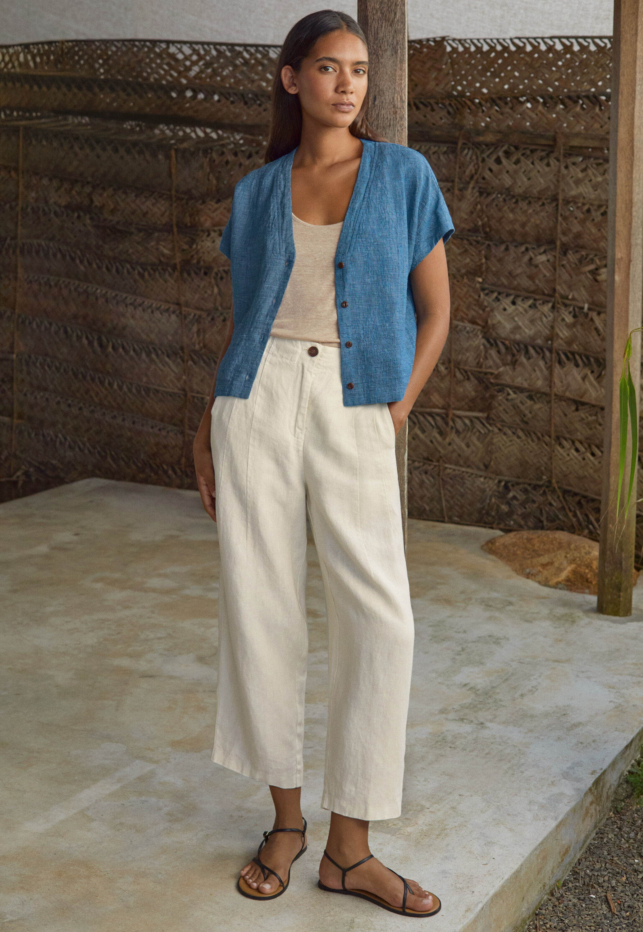 V-neck short-sleeve top
