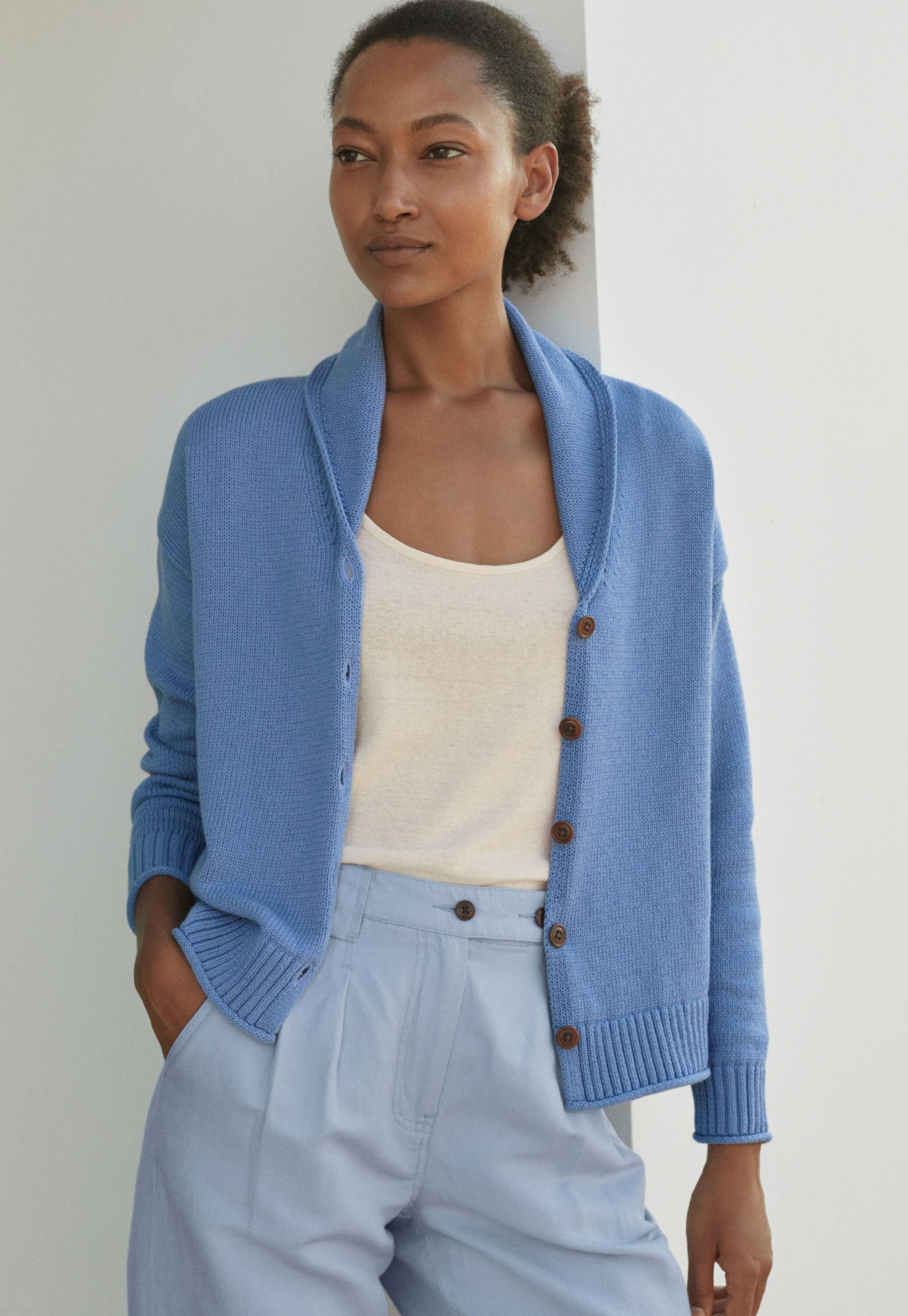 Shawl-collar cardigan
