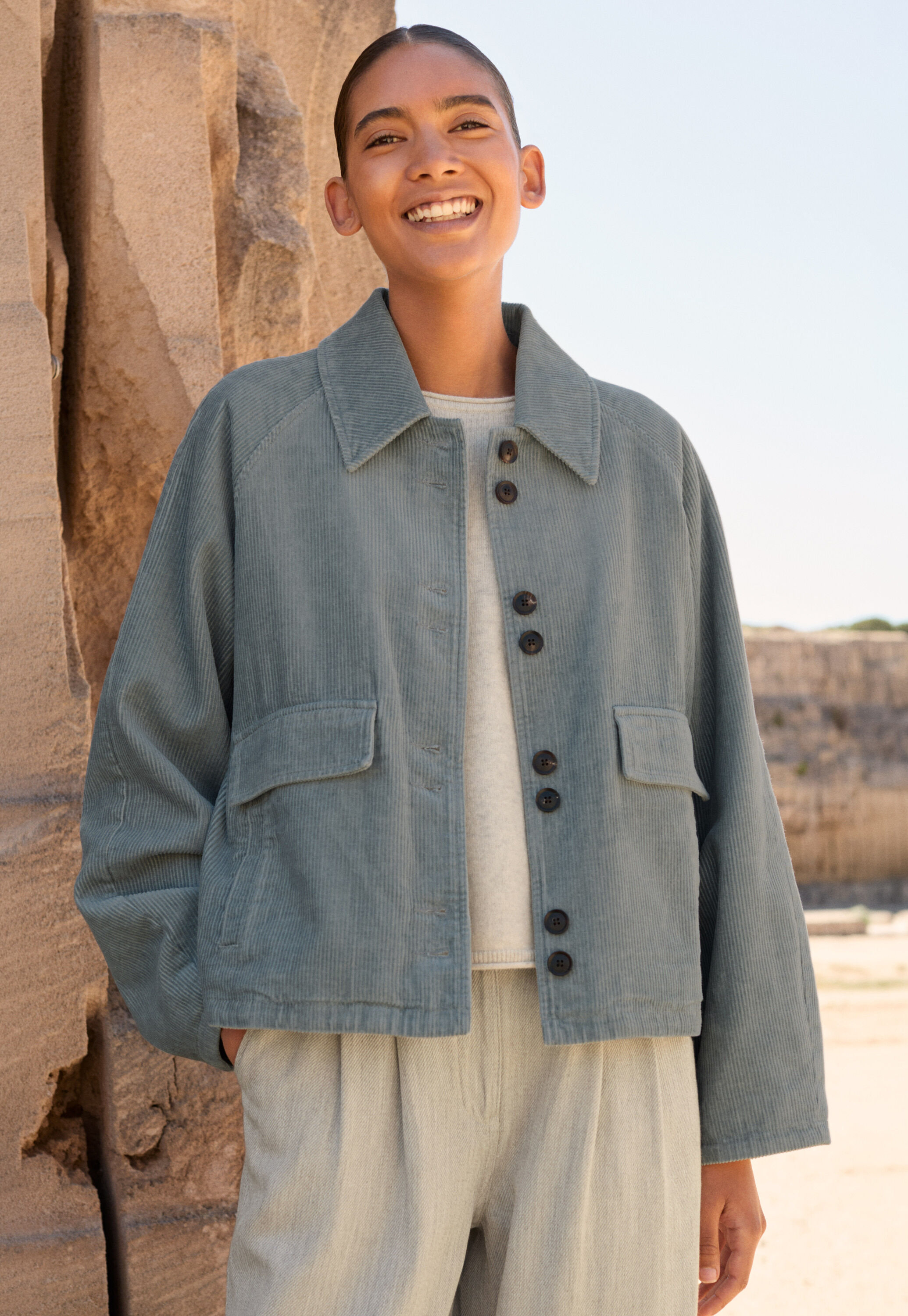 Cropped cord jacket