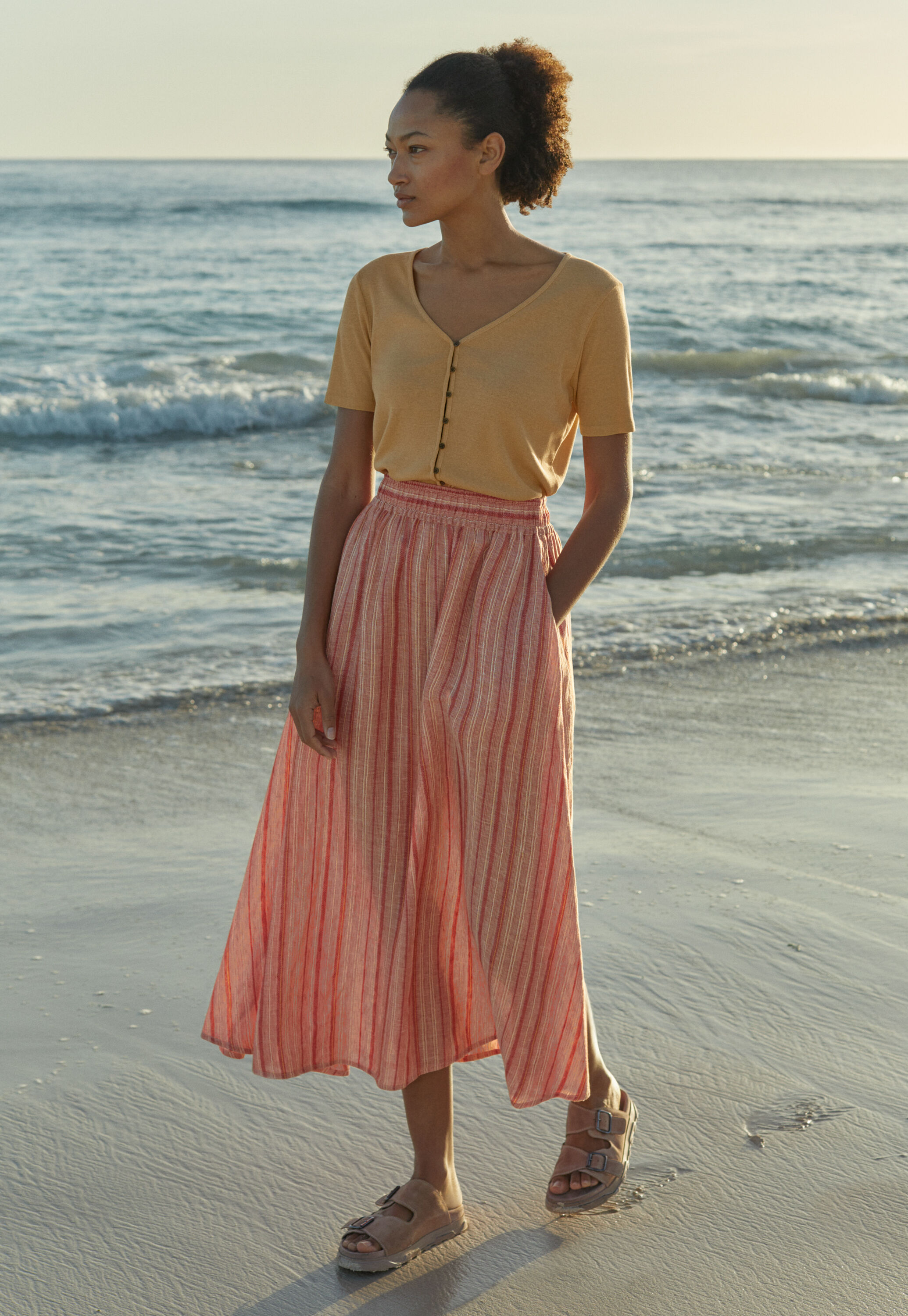 Striped A-line skirt