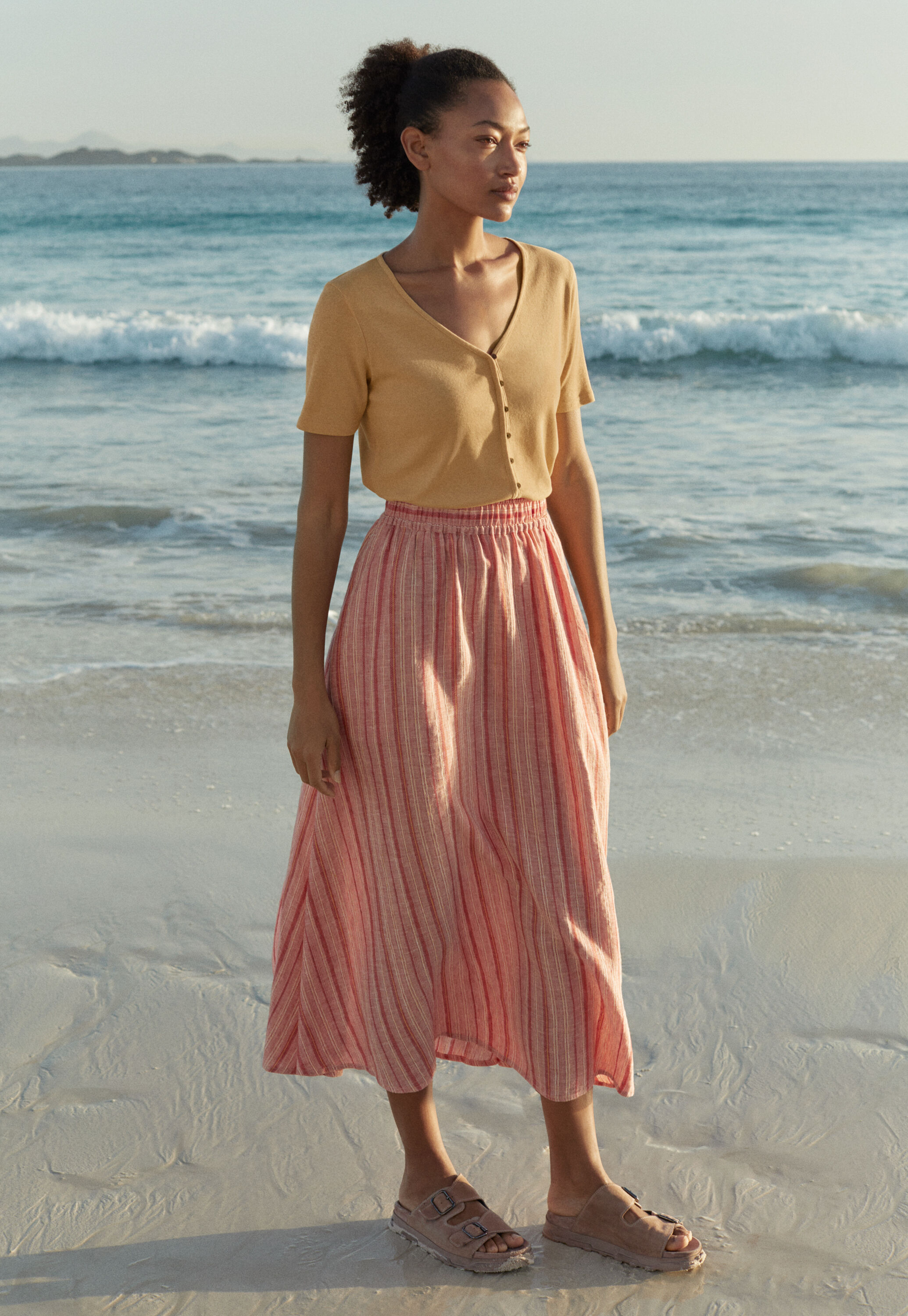 Striped A-line skirt
