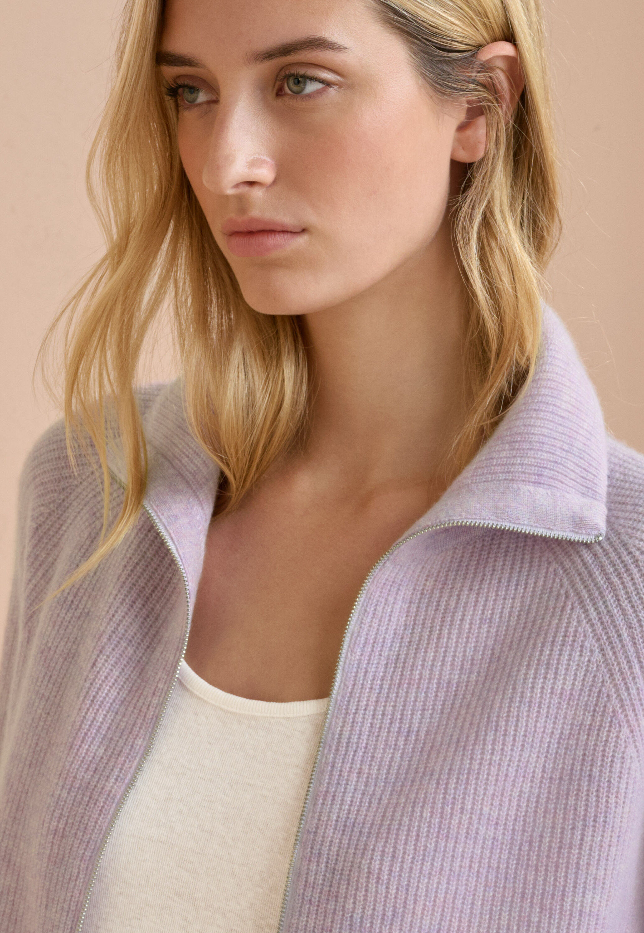 Zip-front cardigan
