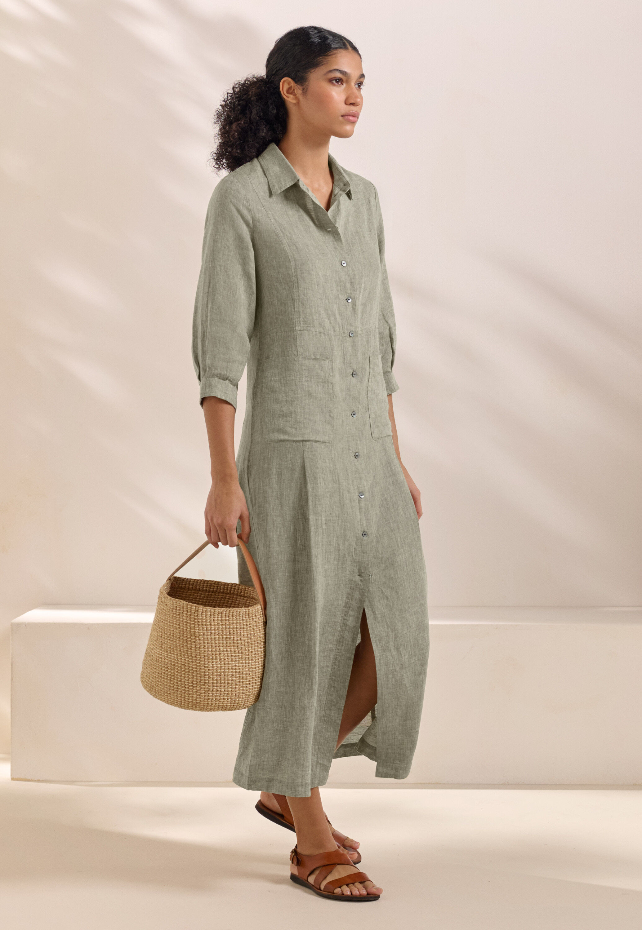Button-front maxi-dress