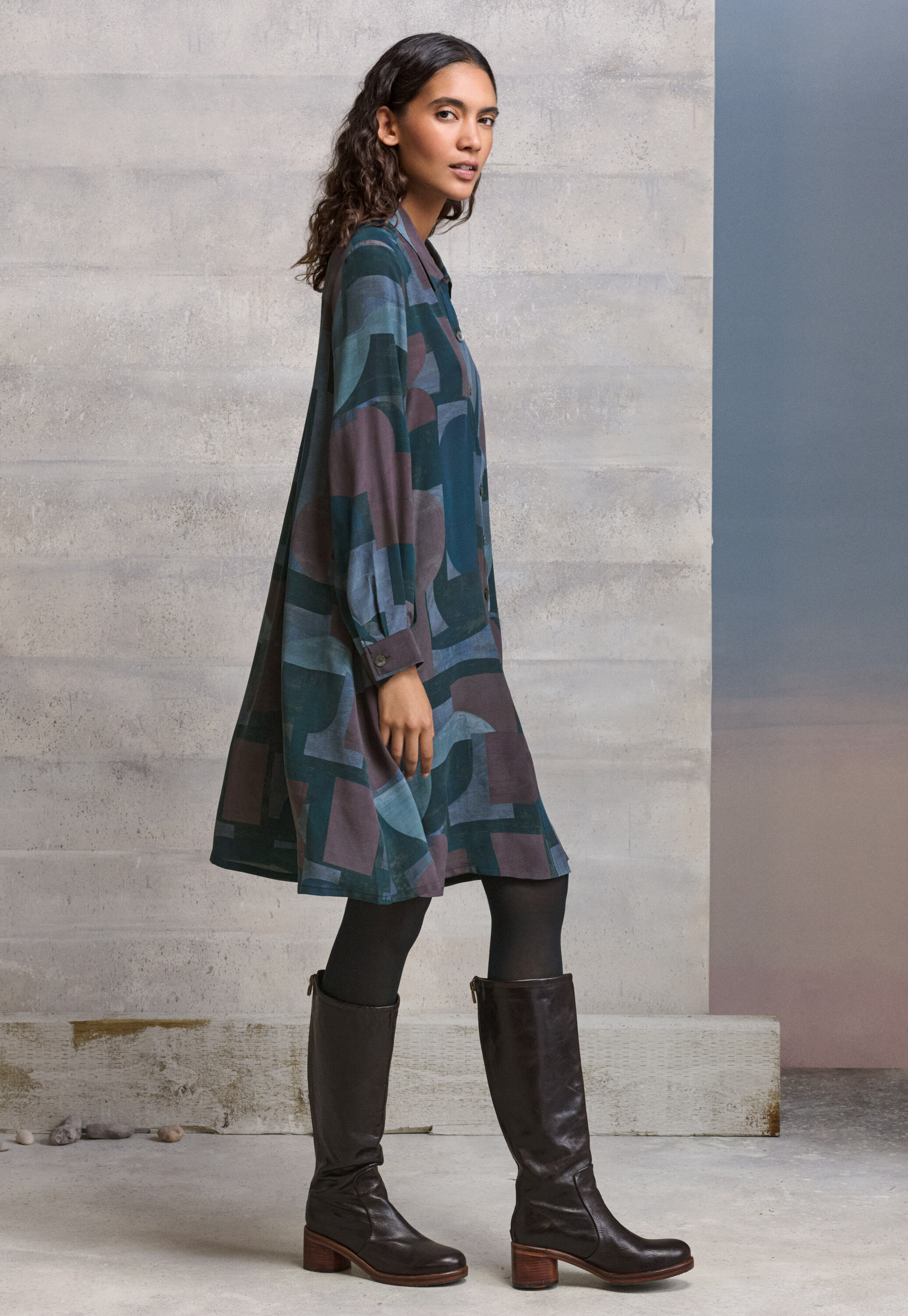Printed shirtdress