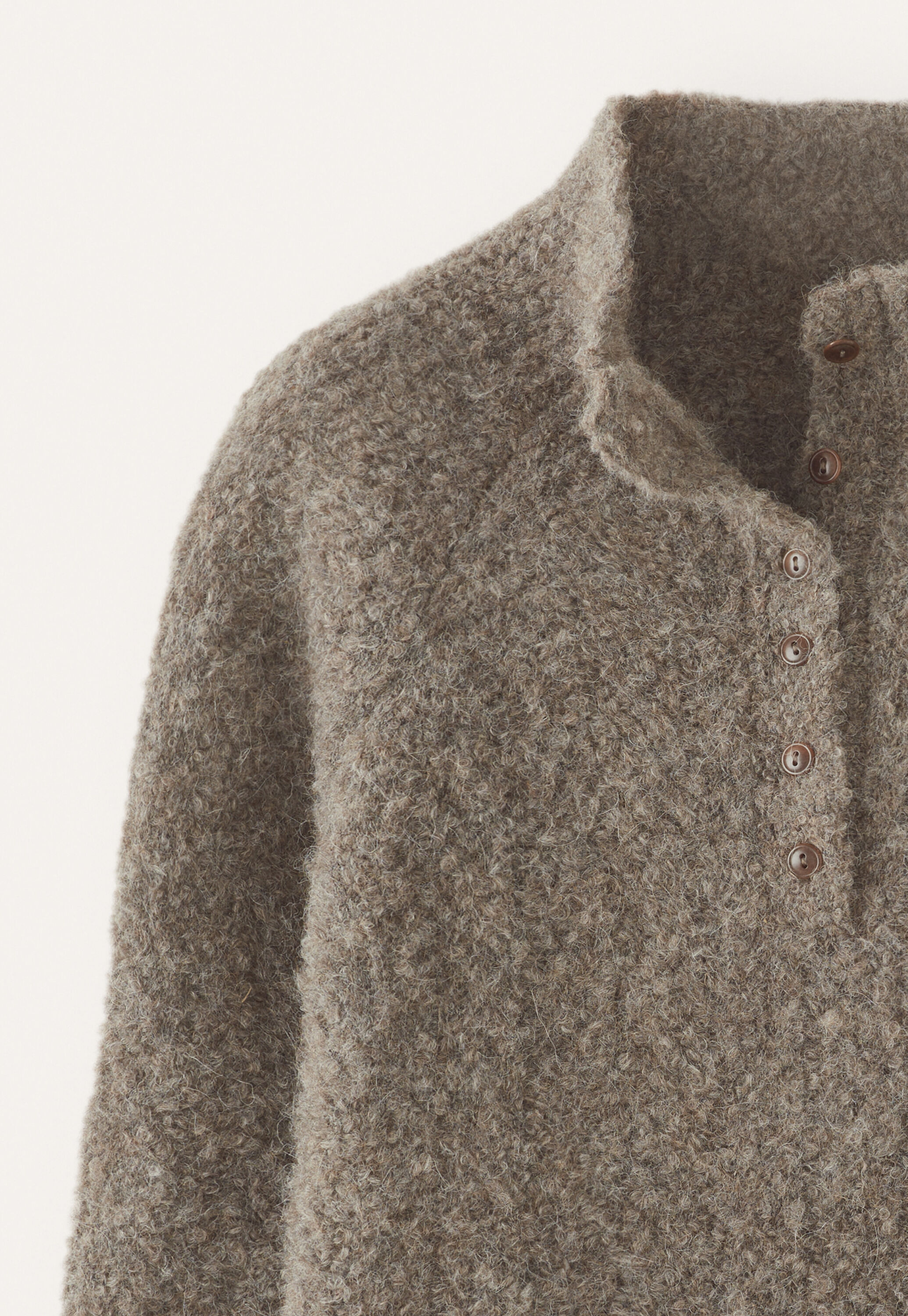 Button-neck sweater, Dark taupe, large
