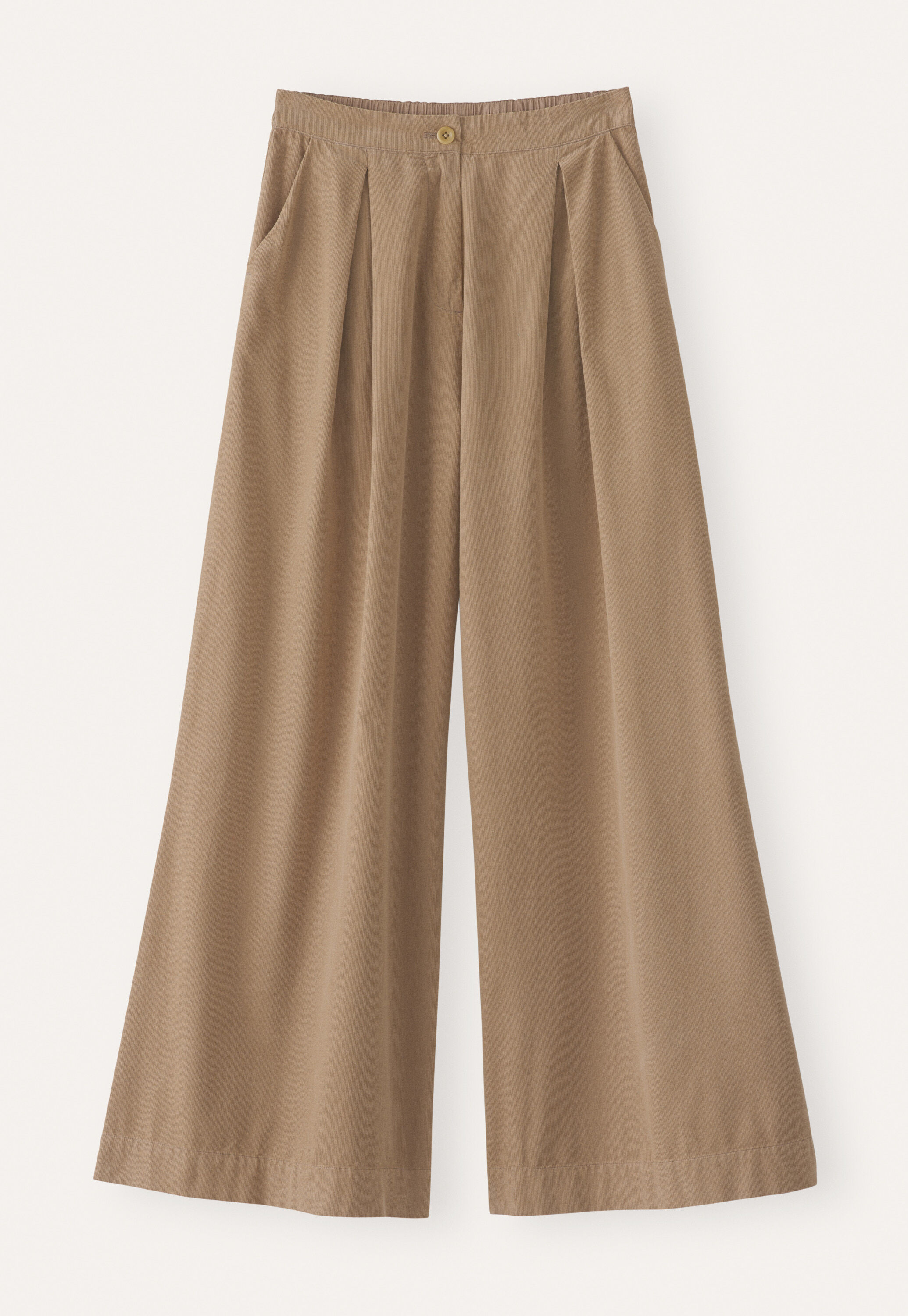 Fine cord wide-leg trousers