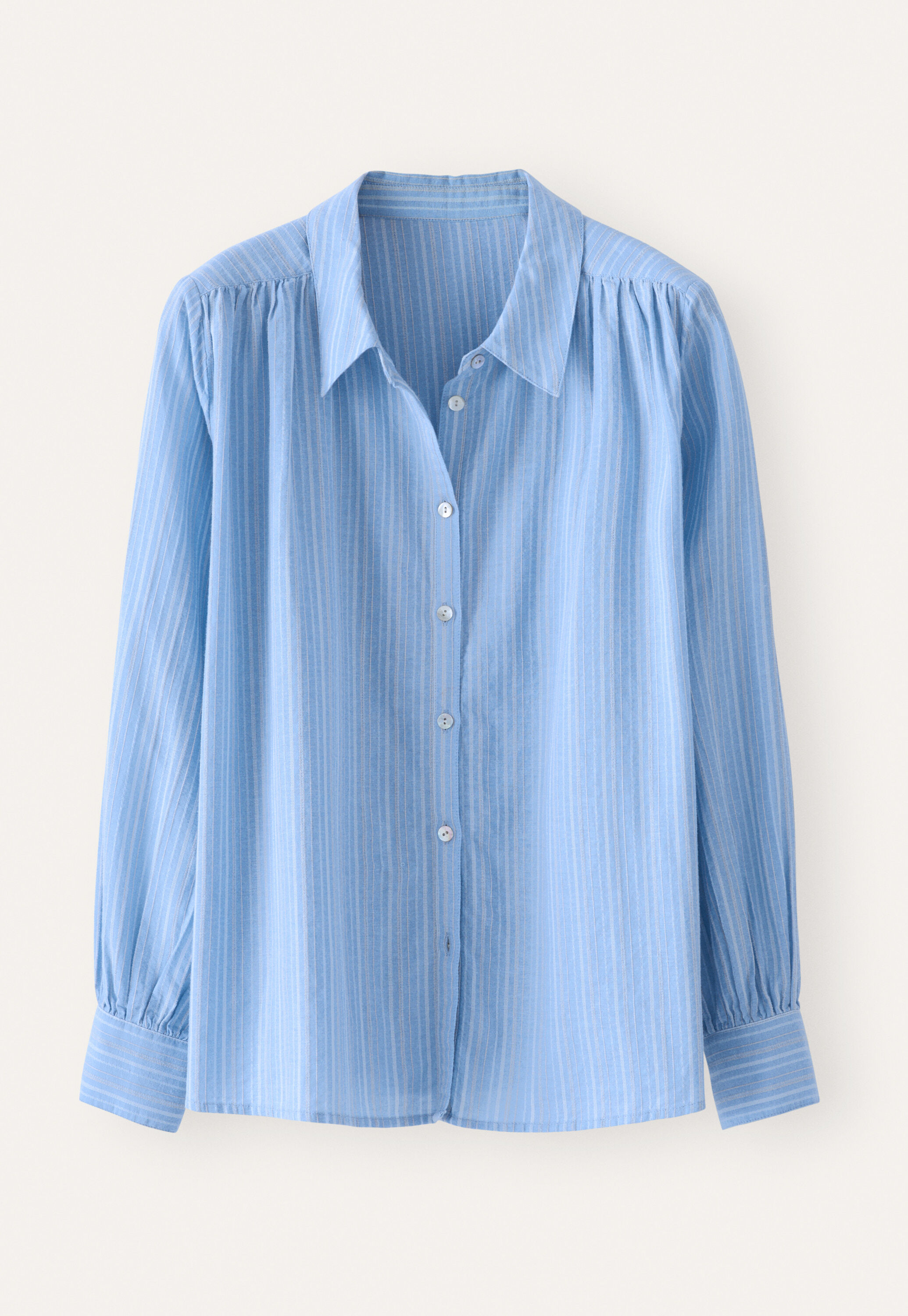 Striped blouse with gathers