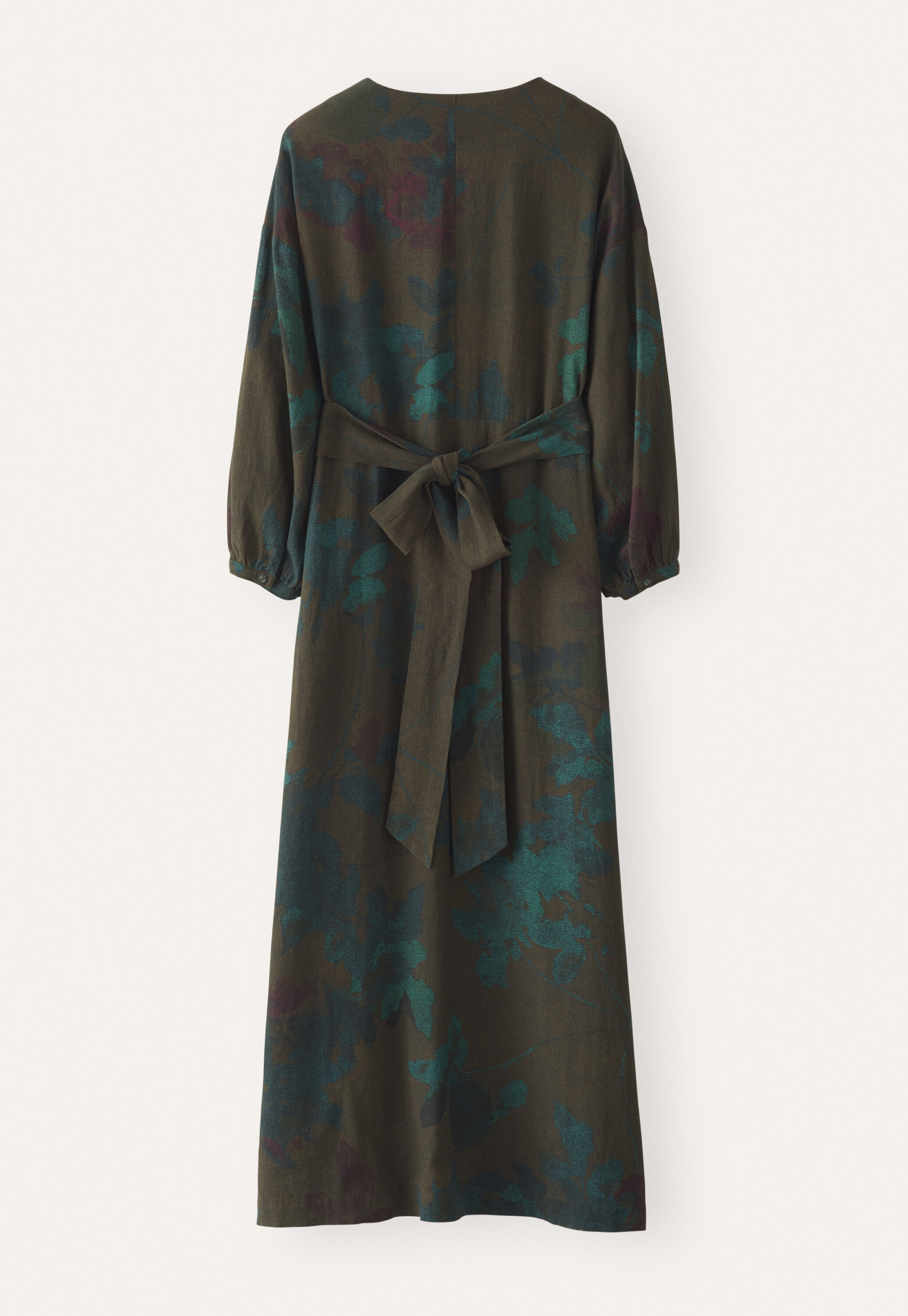 Long printed dress, Brown teal, large