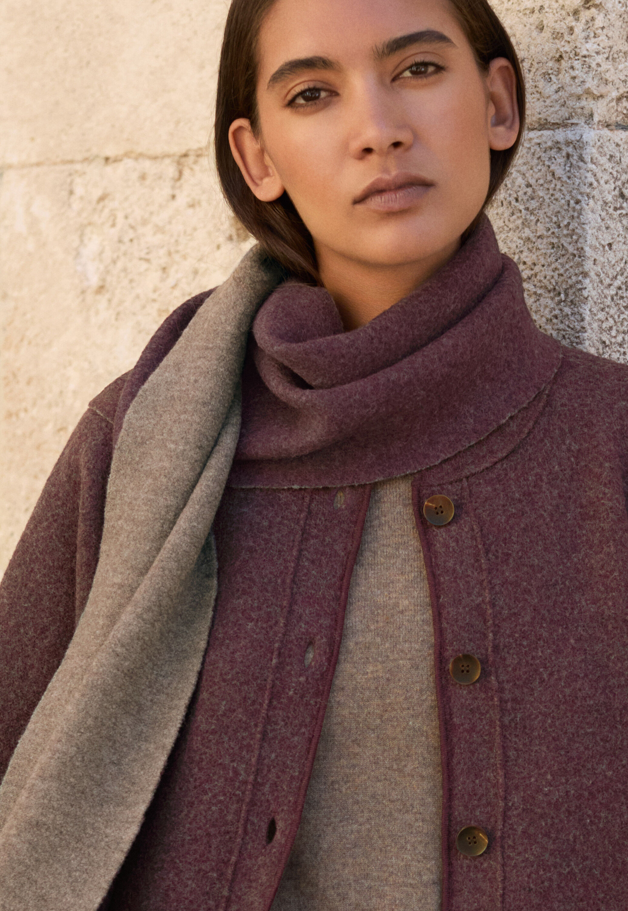Plaited boiled jacket, Aubergine, large