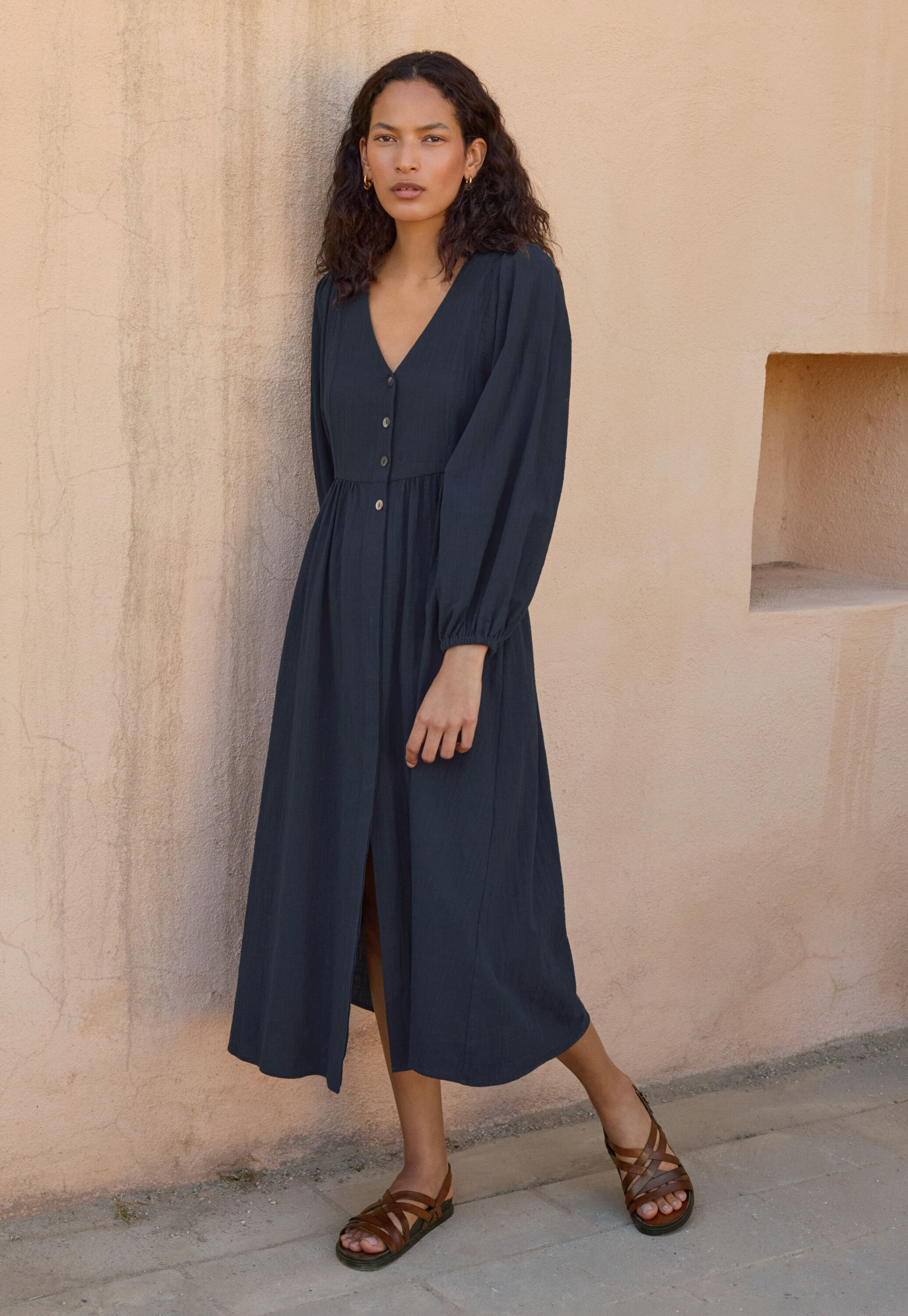 Gathered sleeve dress