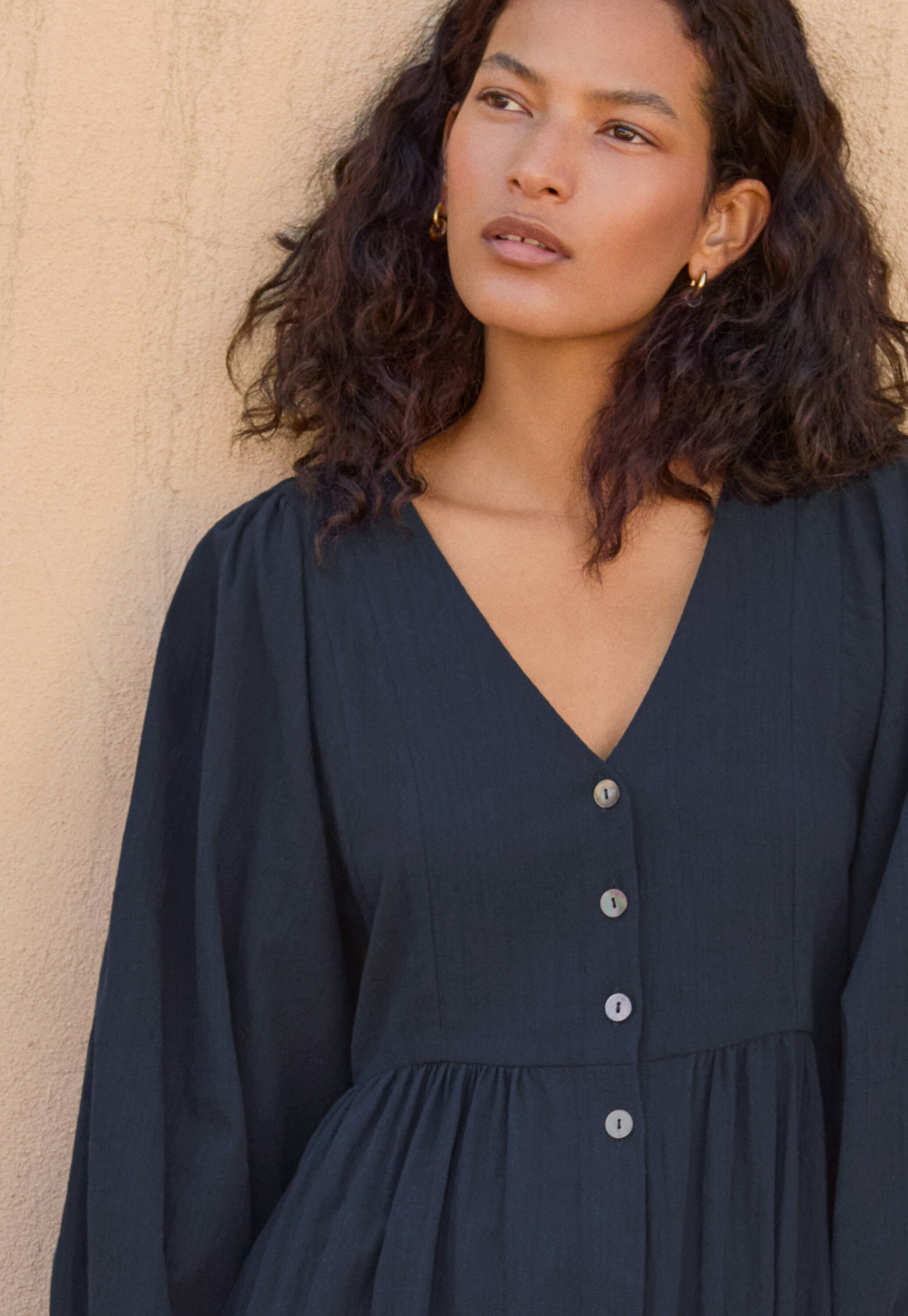 Gathered sleeve dress