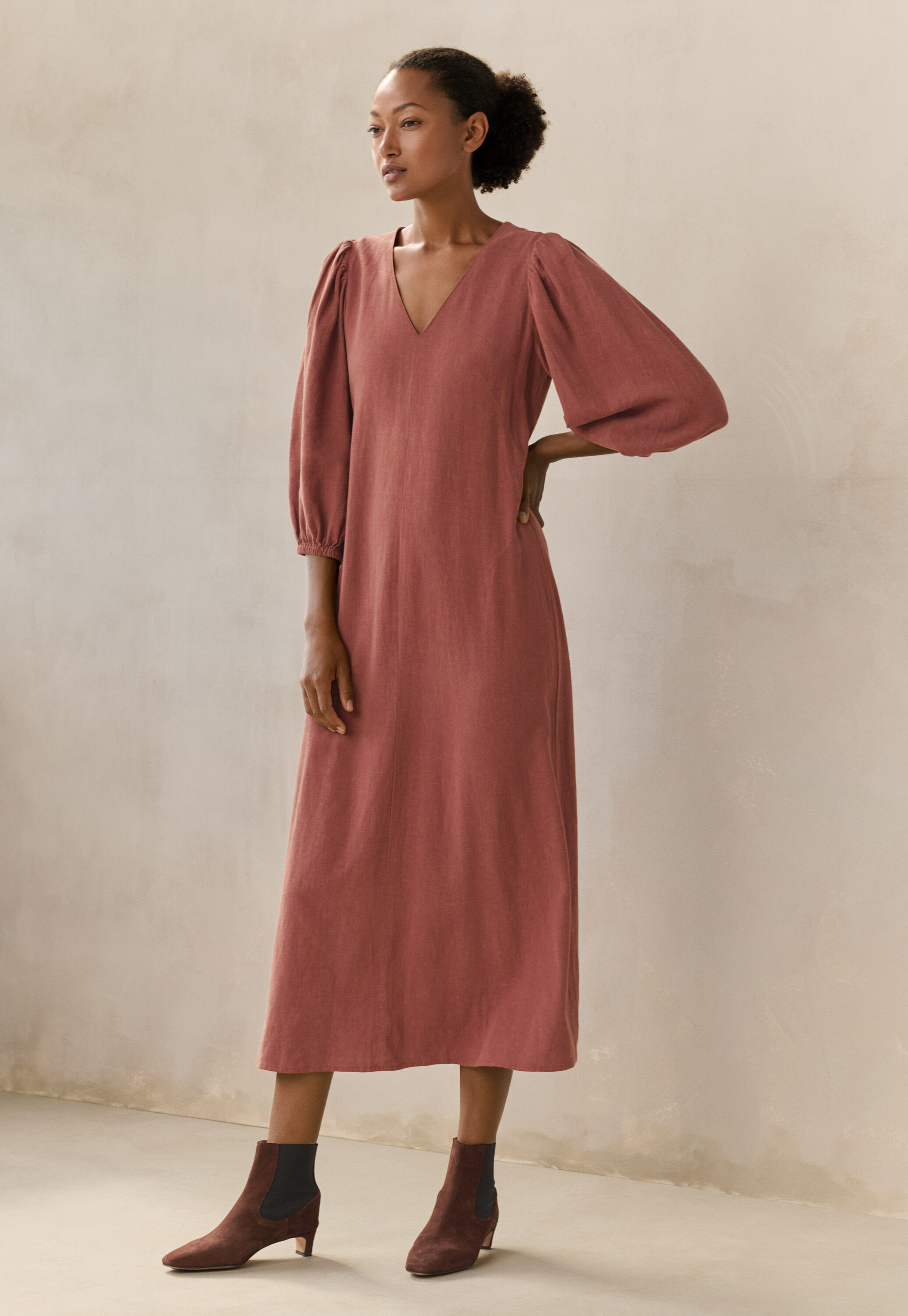 Long v-neck dress