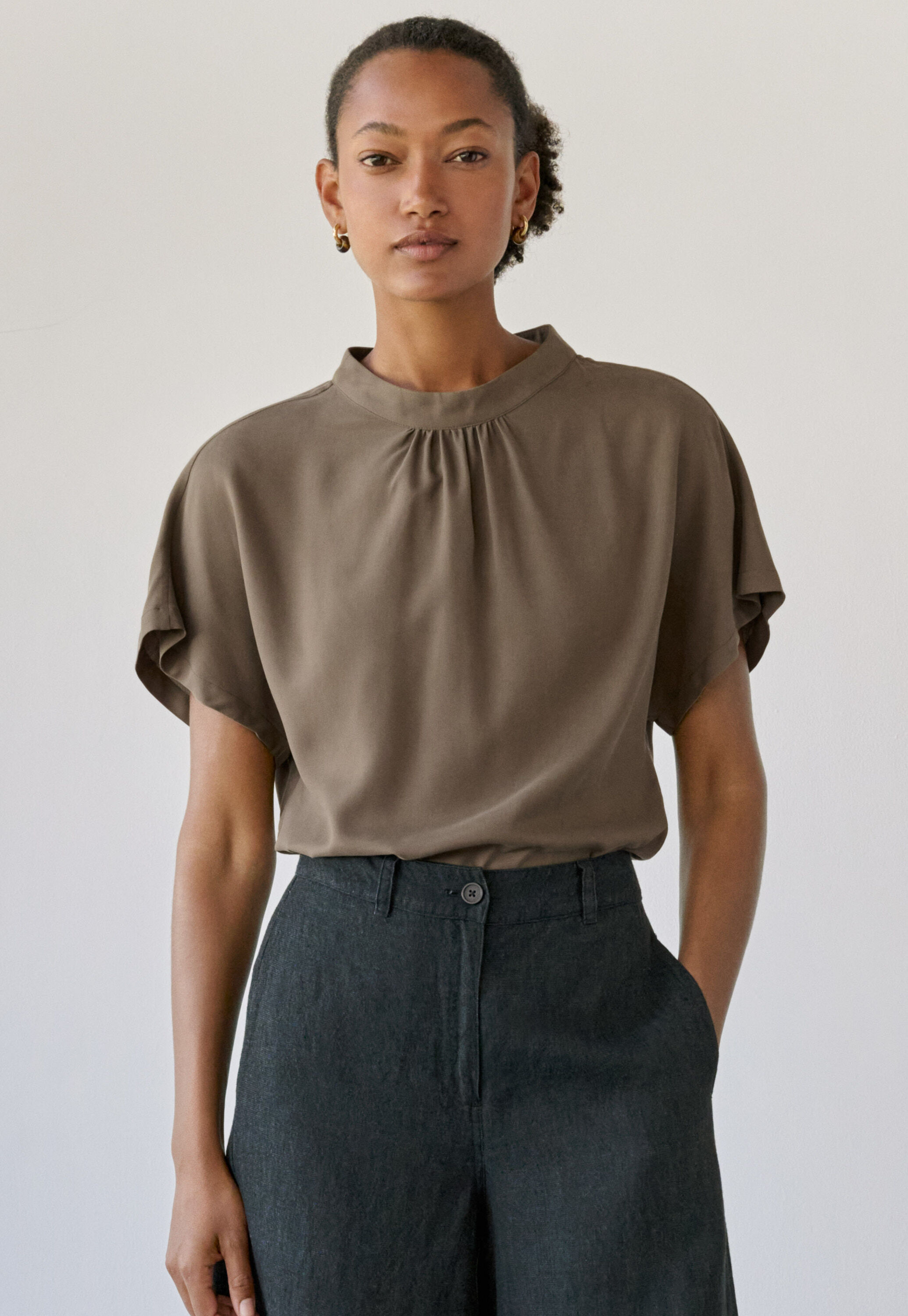 Dolman-sleeve blouse