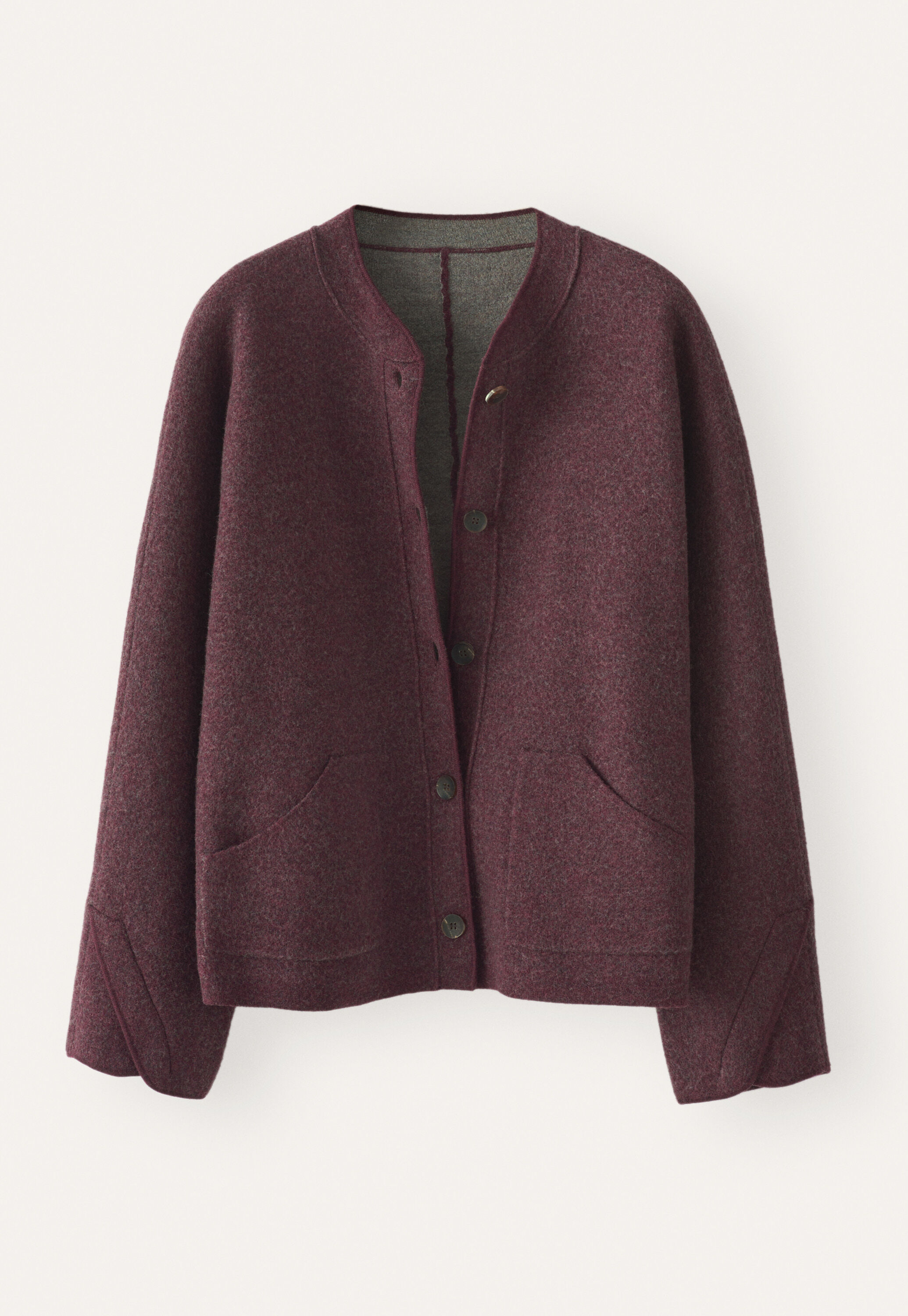 Plaited boiled jacket, Aubergine, large