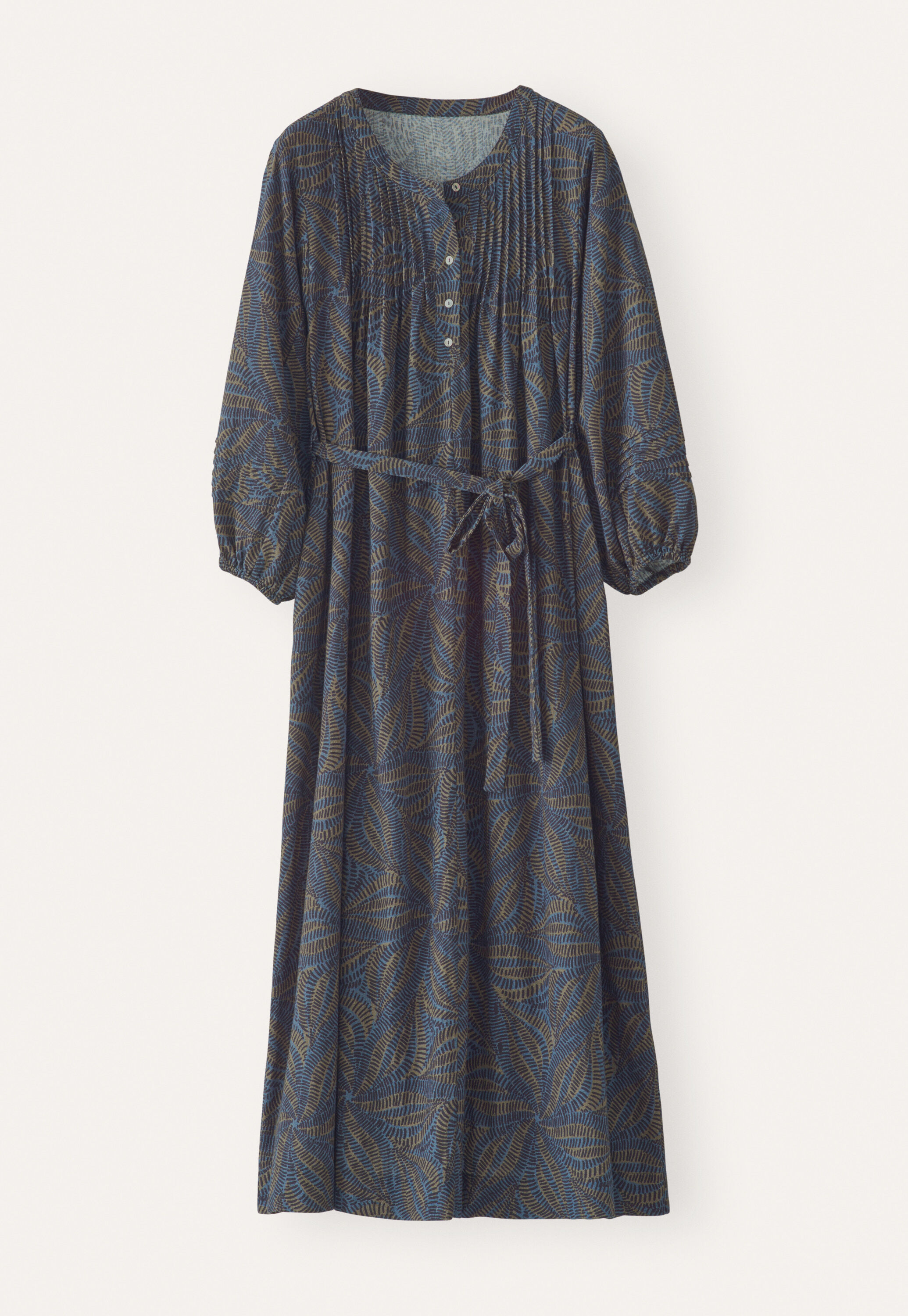 Printed dress with waist ties