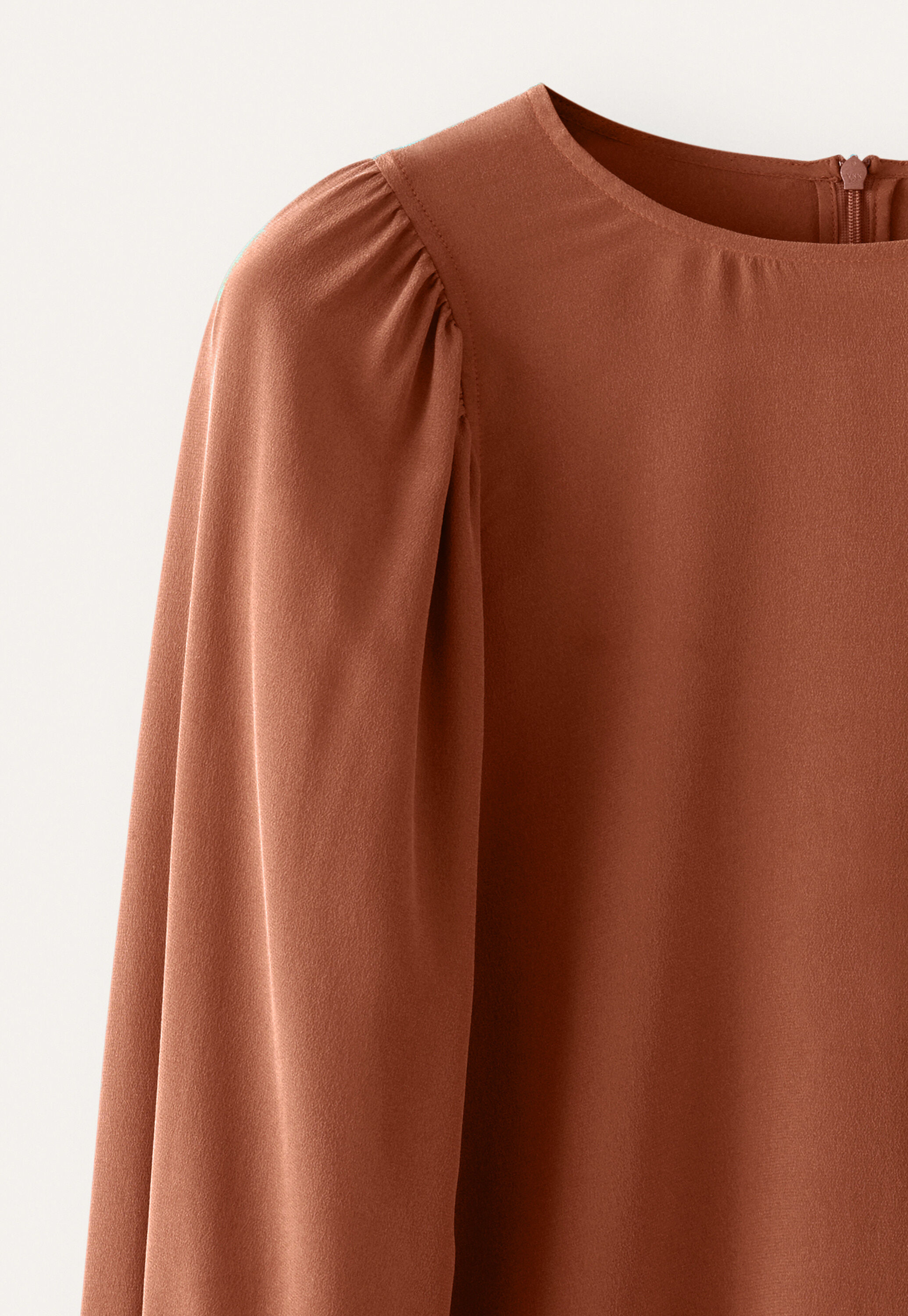Gathered-sleeve blouse, Blush, large