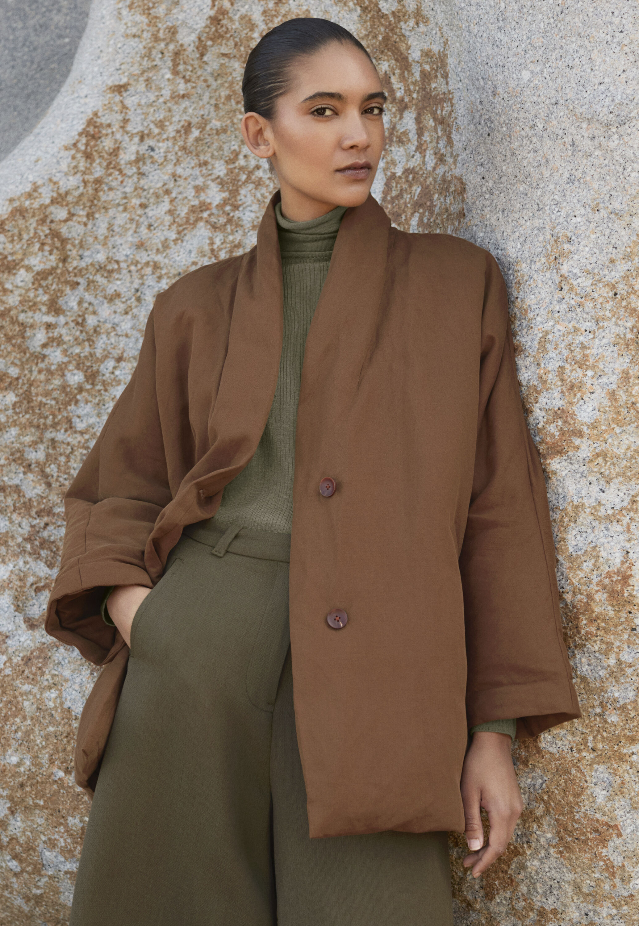 Shawl collar padded coat