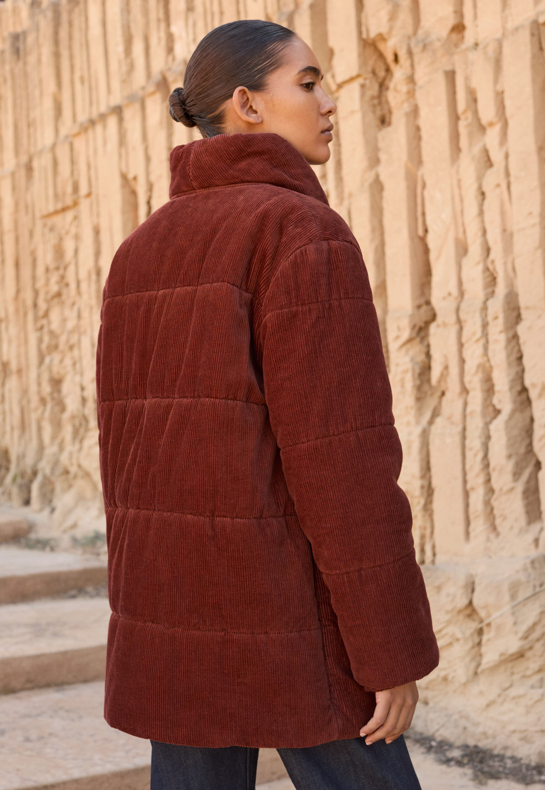 Padded shawl-collar coat