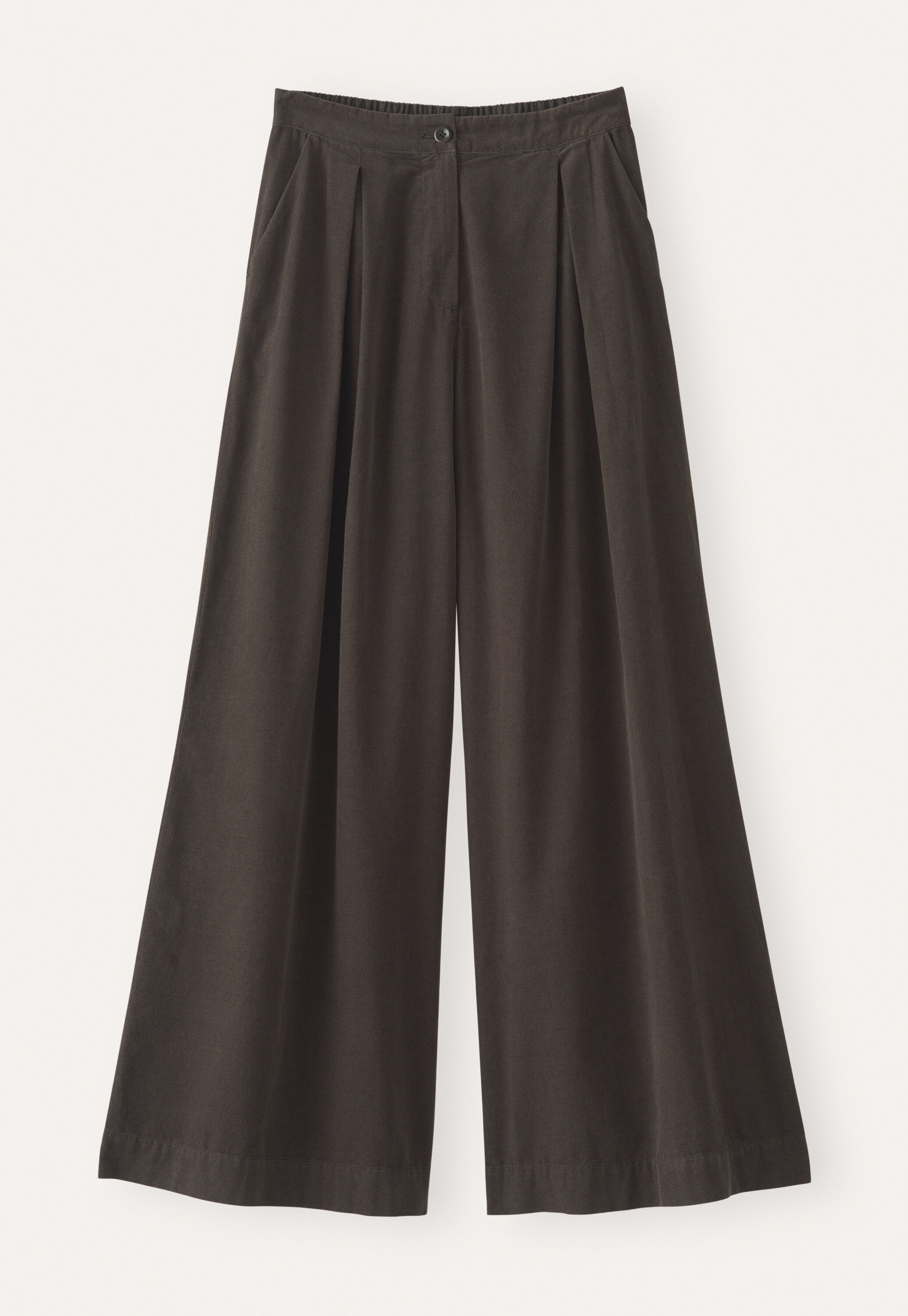 Fine cord wide-leg trousers