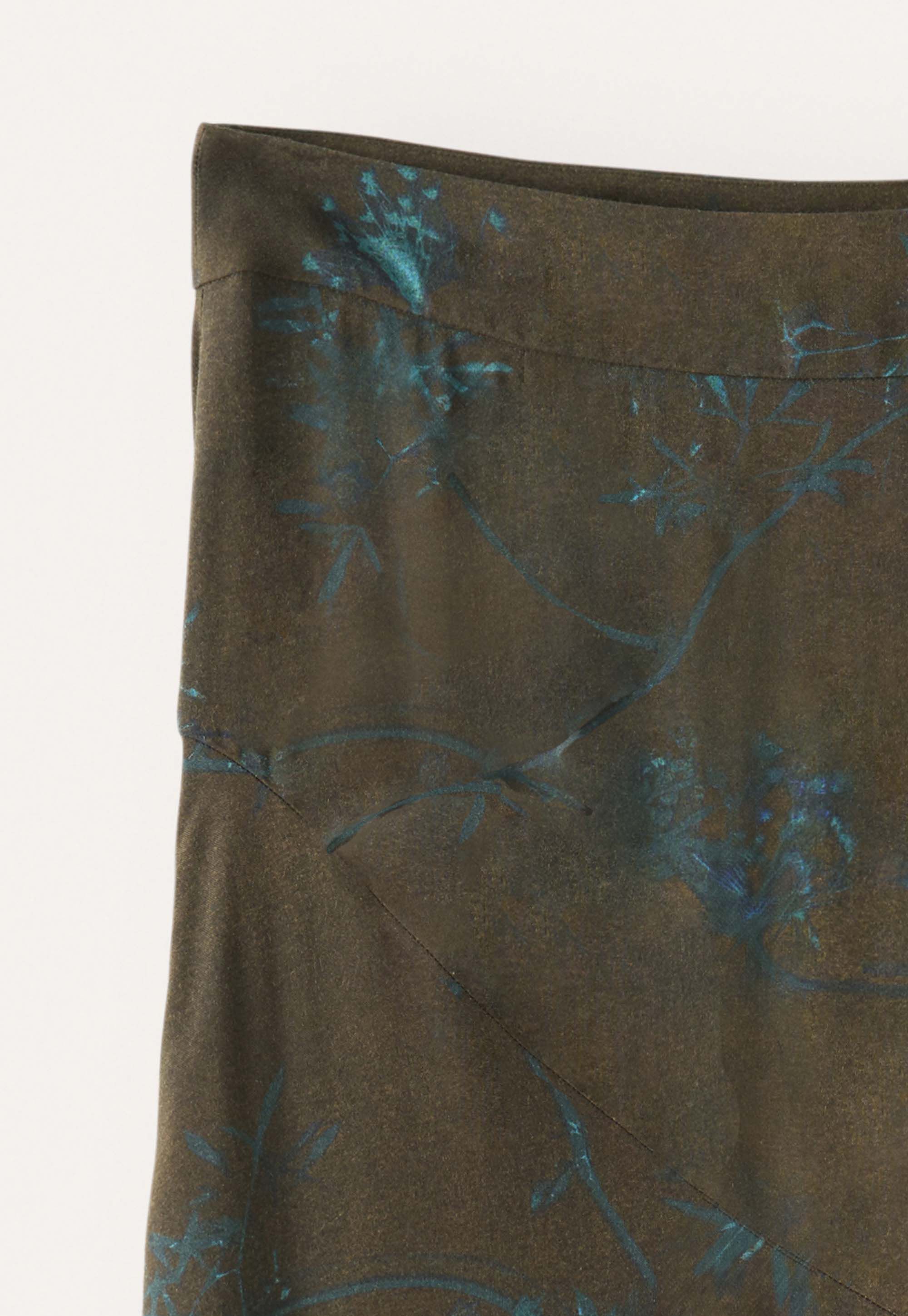 Printed long flared skirt