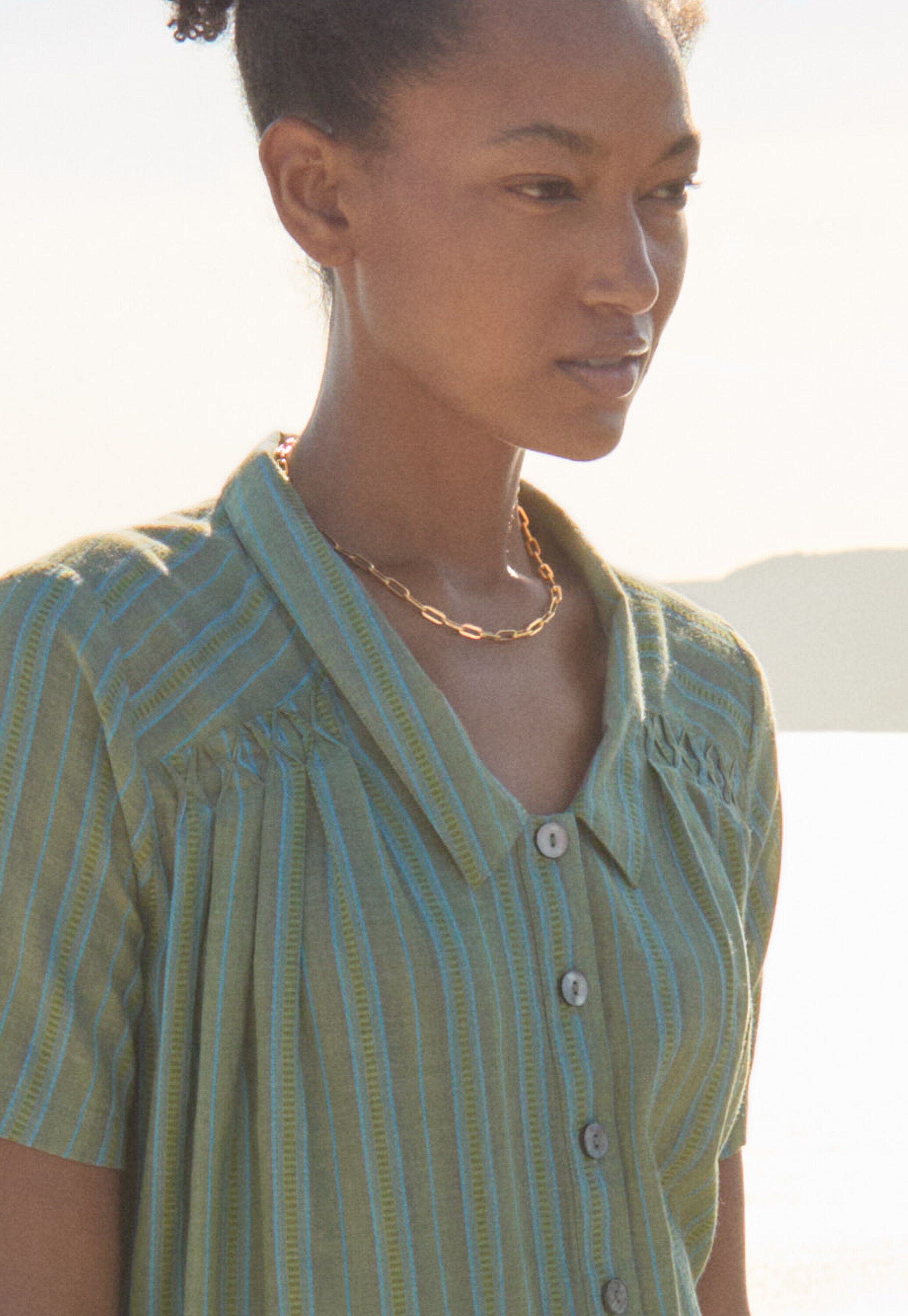 Striped pleated shirt