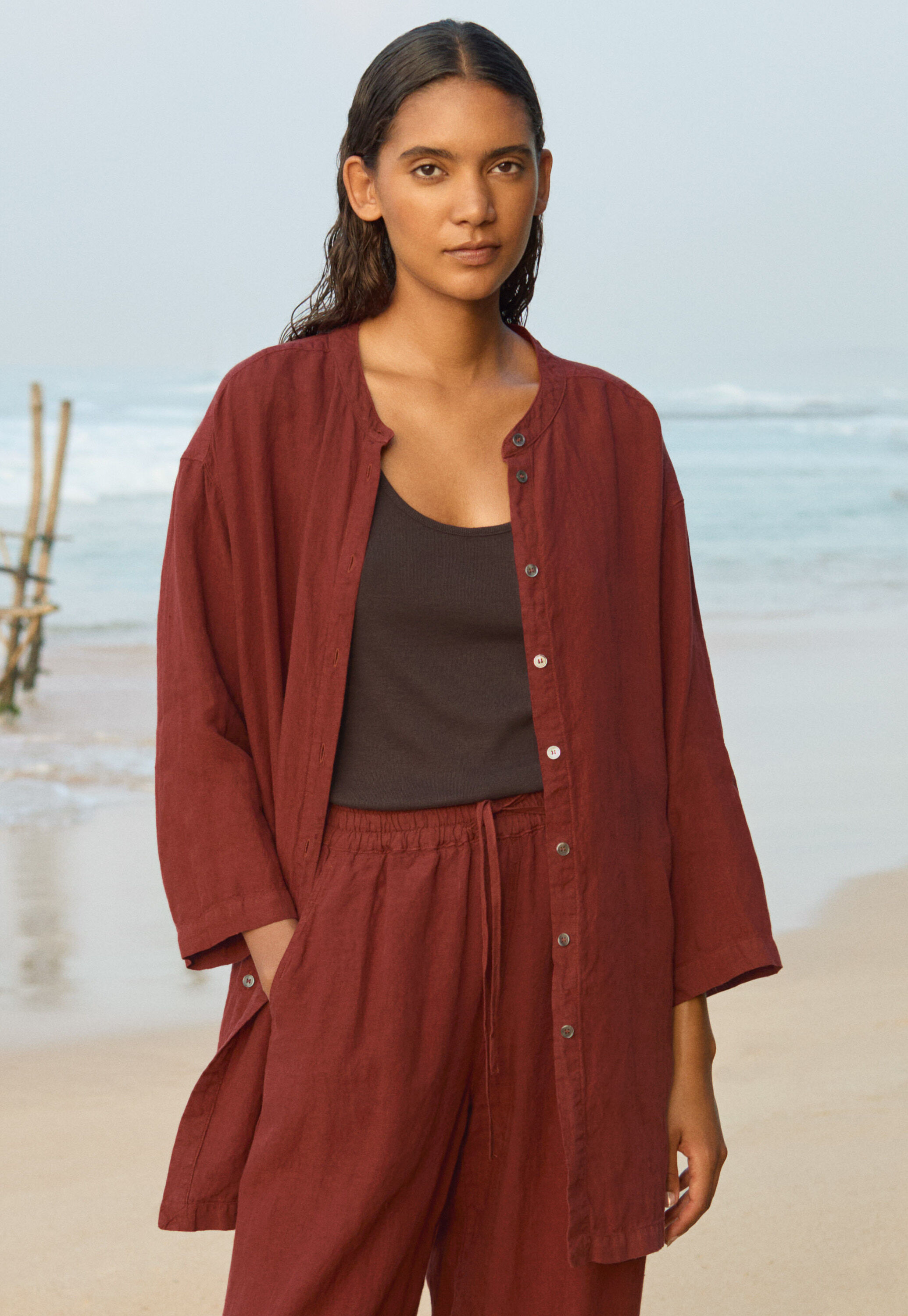 Long side-button shirt