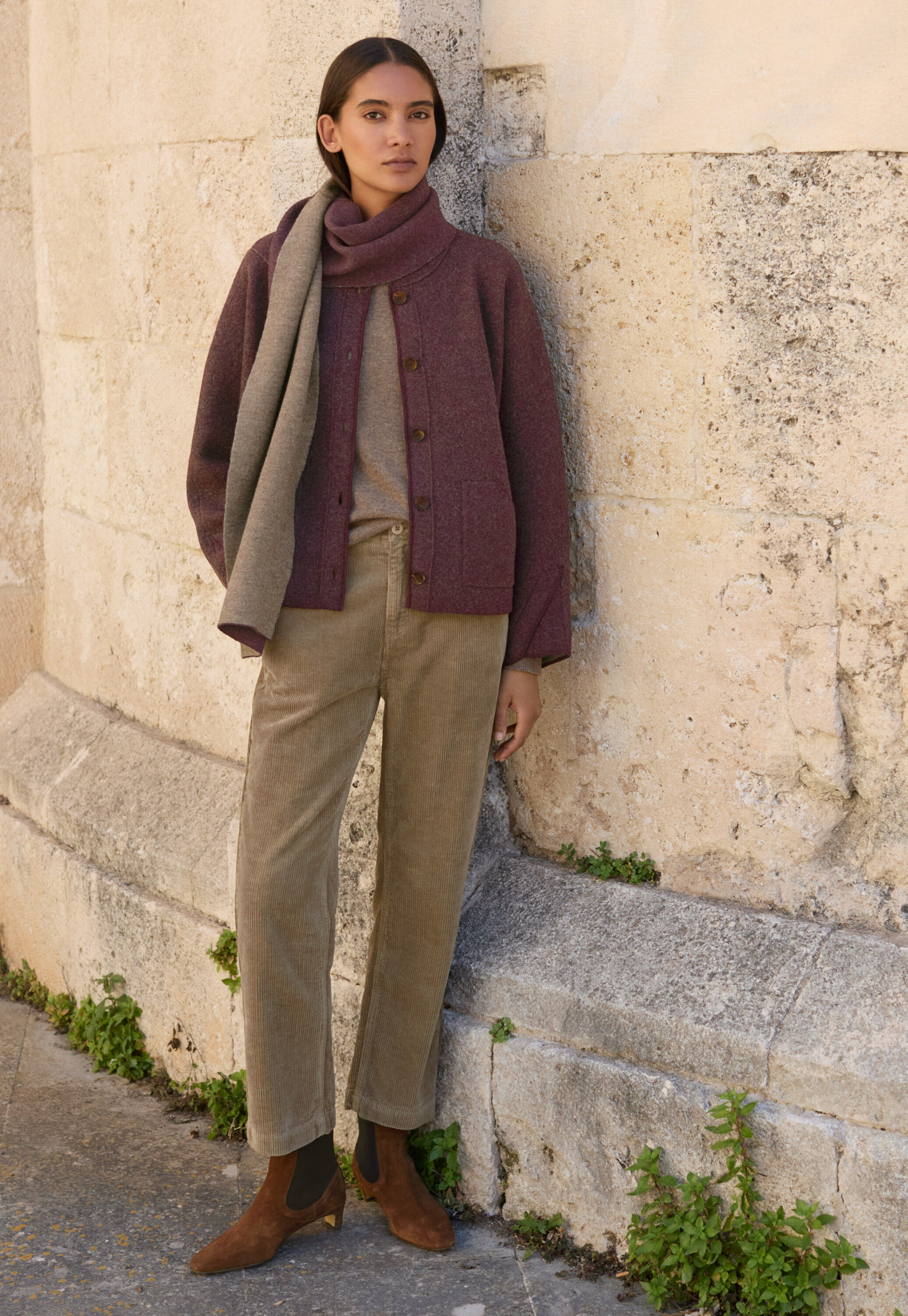 Plaited boiled jacket, Aubergine, large