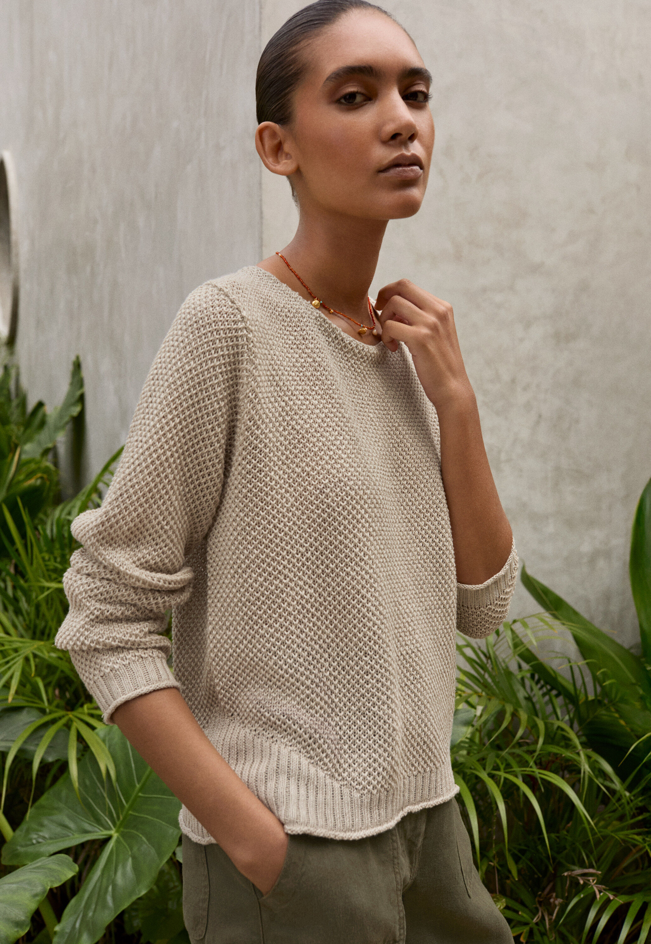 Moss-stitch sweater