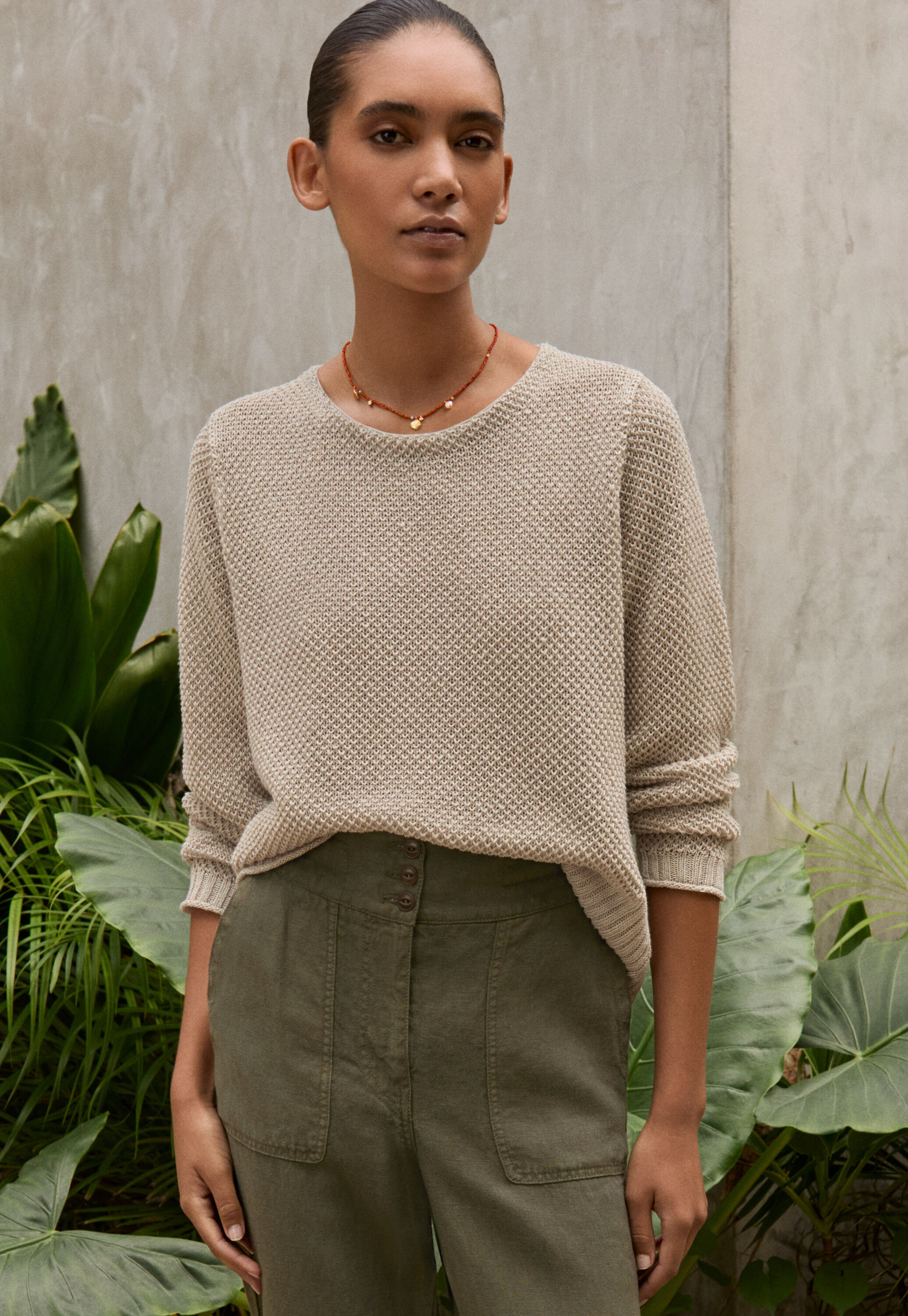 Moss-stitch sweater